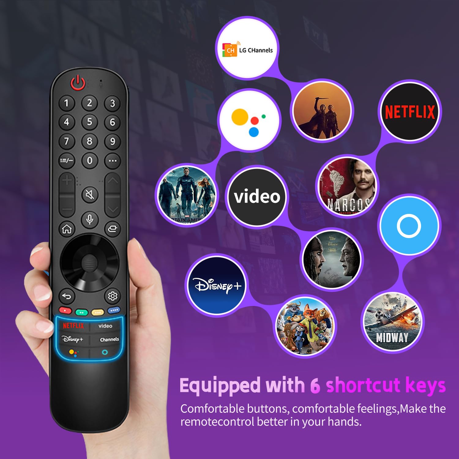 Mando a distancia de repuesto para LG Smart TV con control de voz y puntero, compatible con televisores inteligentes LG UHD OLED QNED NanoCell 4K 8K 2018-2025, incluye funda de silicona que brilla en