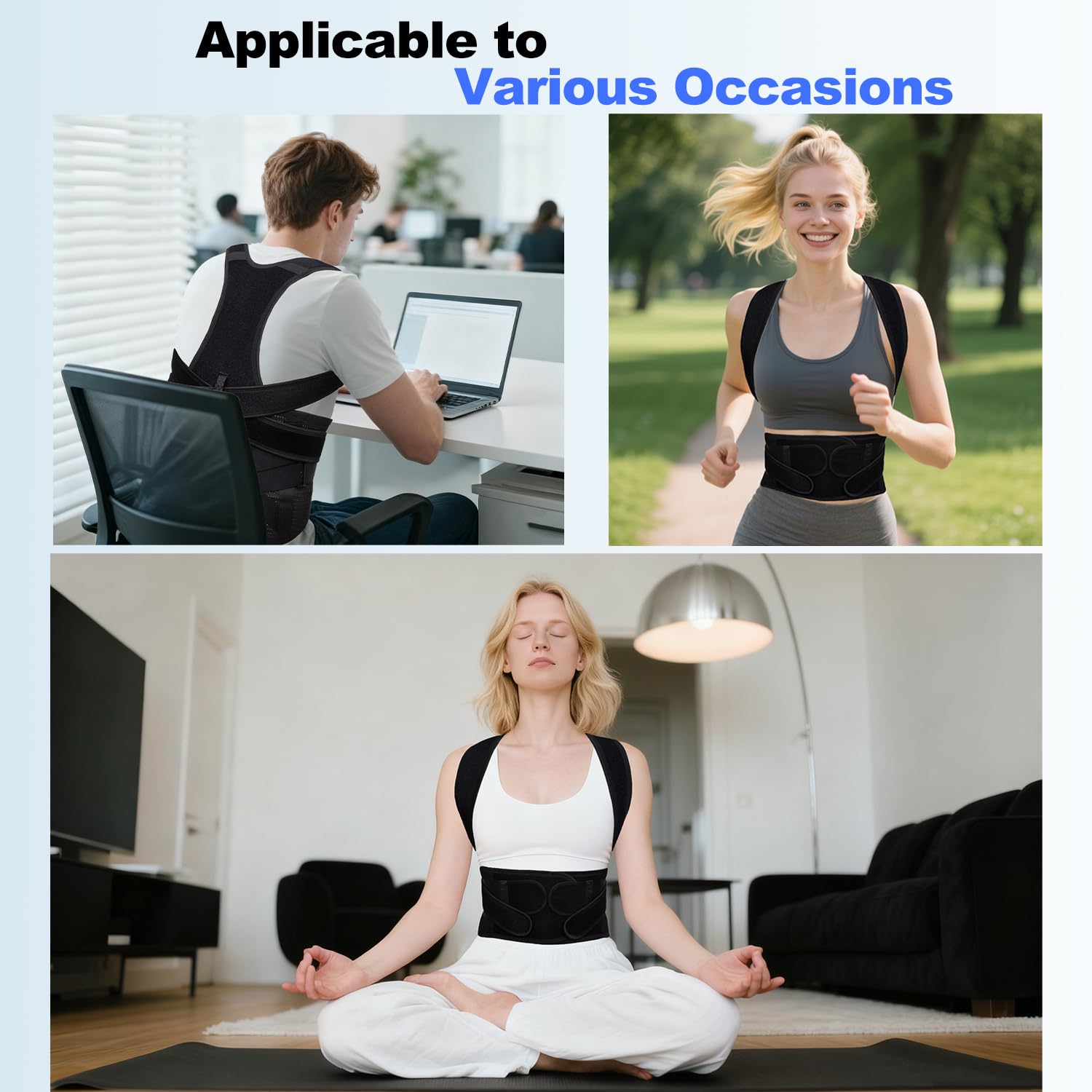 Upgraded Back Brace Posture Corrector for Women and Men - Adjustable Back Brace with Bionic Bone Lumbar Panel for Upper & Lower Back Pain Relief, Sciatica, Herniated Disc L(34-38Inch)