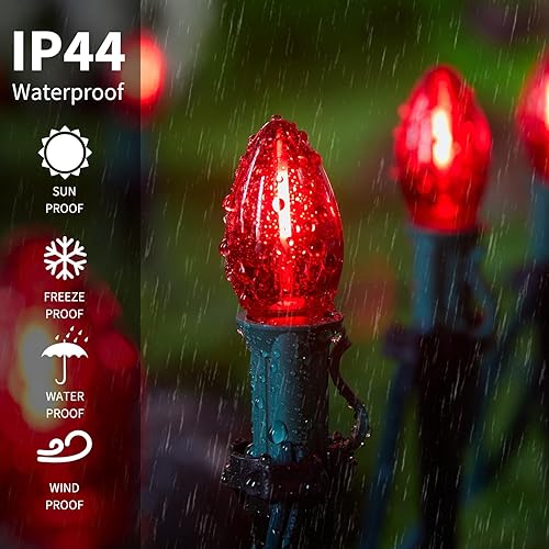 Vista 37 de Bombilla LED verde C7 de repuesto para Navidad, bombillas E12 C7 inastillables de repuesto, bombillas regulables de grado comercial para Navidad