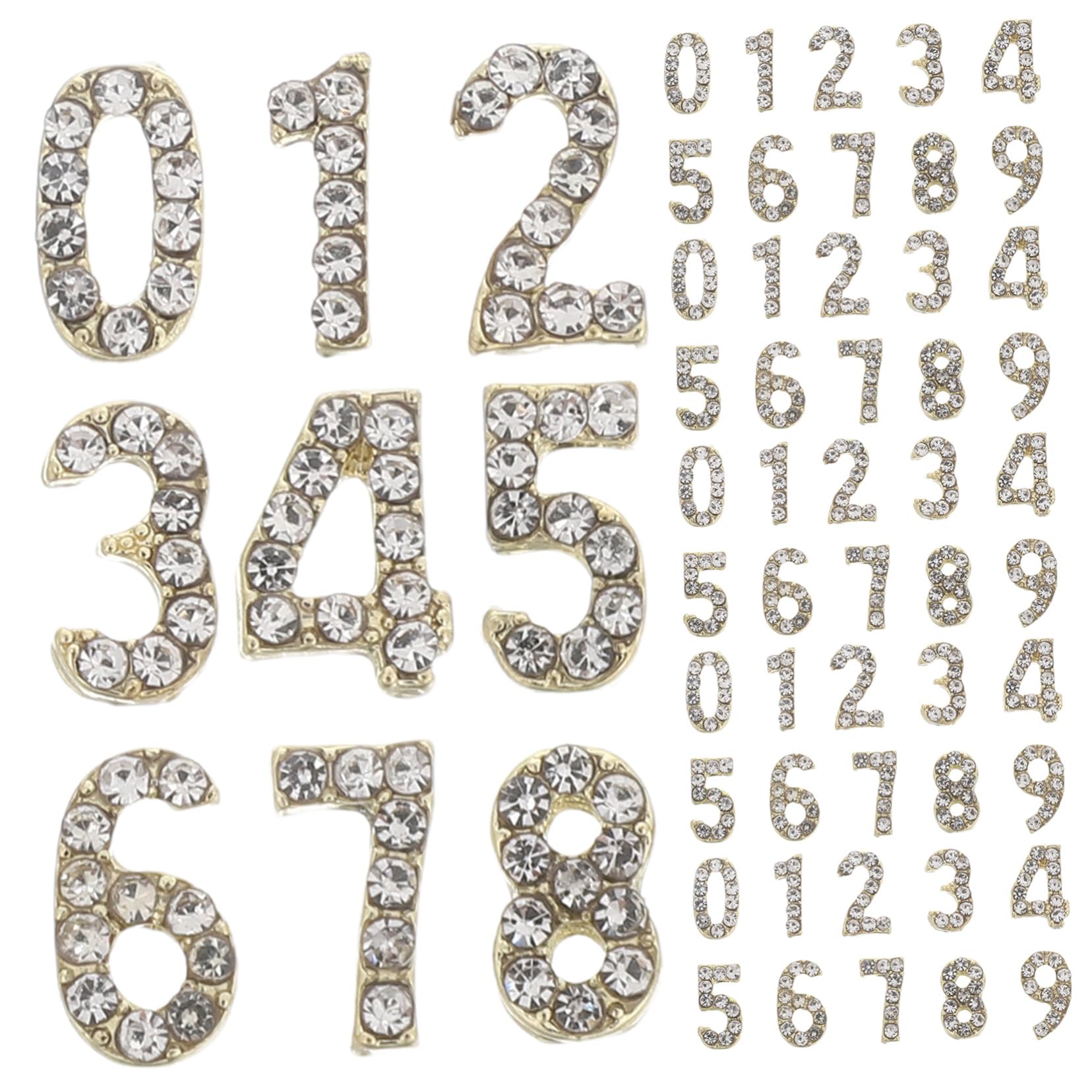Décorations pour Ongles Numéros, 100 Pcs, Cristaux Plats