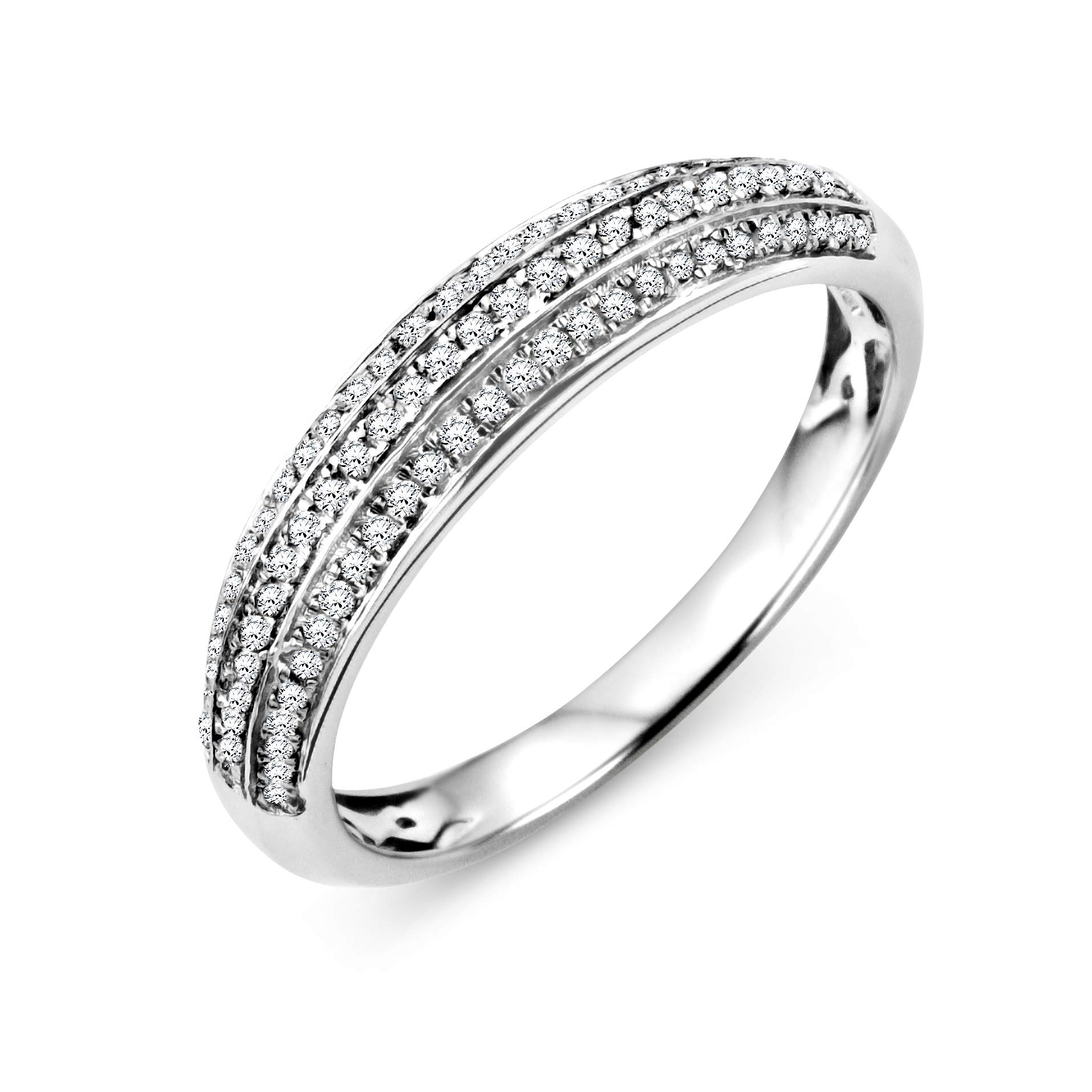 Miore Pierścionek damski wielorzędowy diament Pavé obrączka ślubna białe złoto 9 karatów / złoto 375 diamenty brylanty 0,23 ct, biżuteria, Złoto, Diament