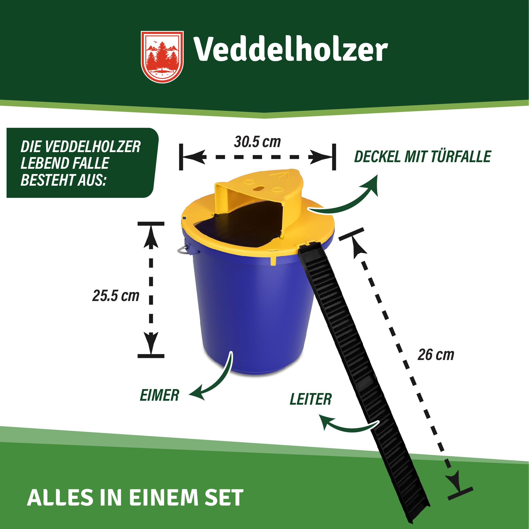 NEUES Model 2025! Veddelholzer lebendfalle Mausefalle mit Anleitung Mäusefalle Wühlmausfalle Rattenfalle Tierfreundlich Mäuse vertreiben effektive Mäuseabwehr mit Eimer für Haus & Garten