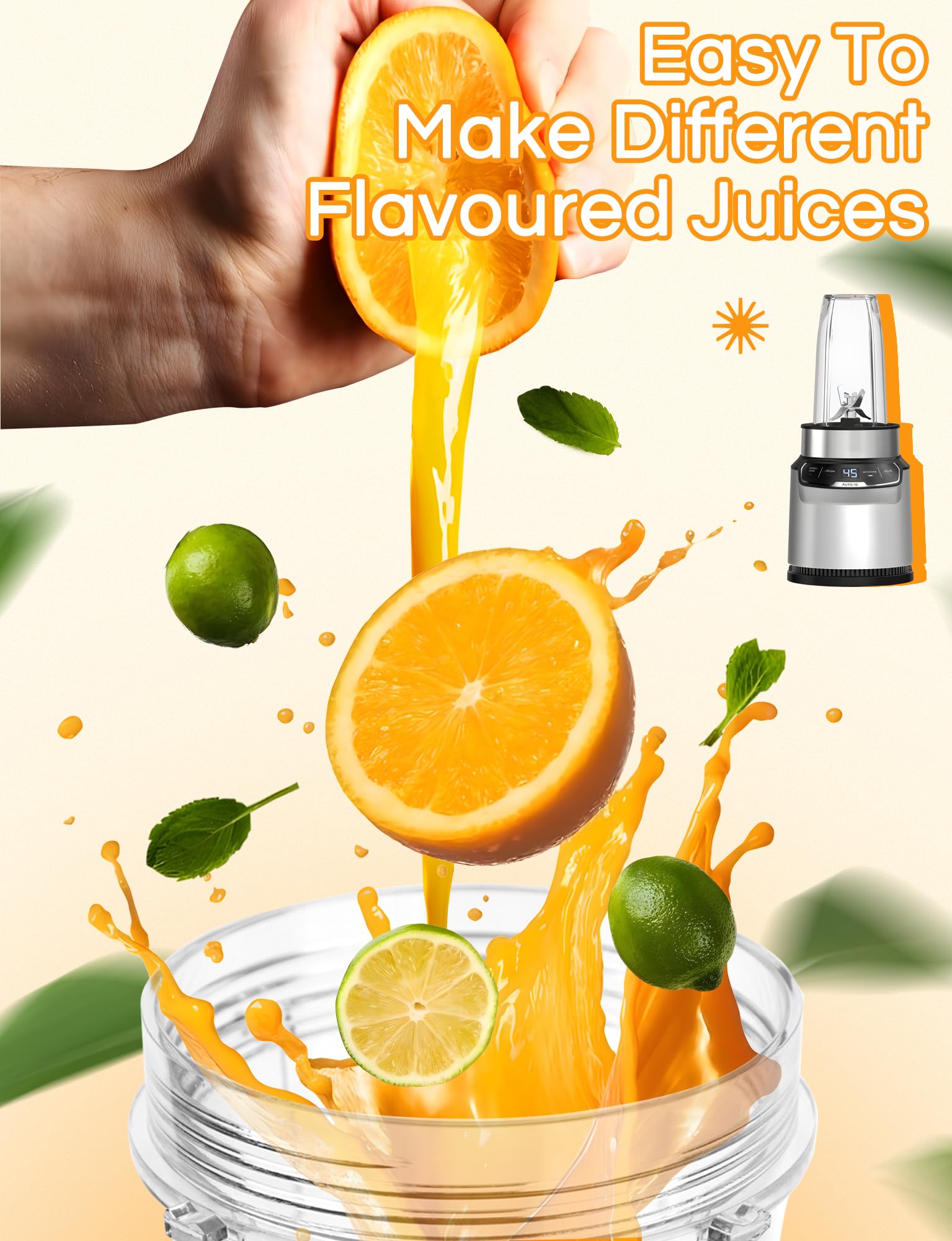 5-częściowe części zamienne do blendera Ninja - 2 kubki 680 ml z pokrywkami na wynos, ostrze 7-finowe, kompatybilne z Nutri Ninja Auto iQ Blenders BN401, BN751, BN801, BL450, BL480, BL640, BL642