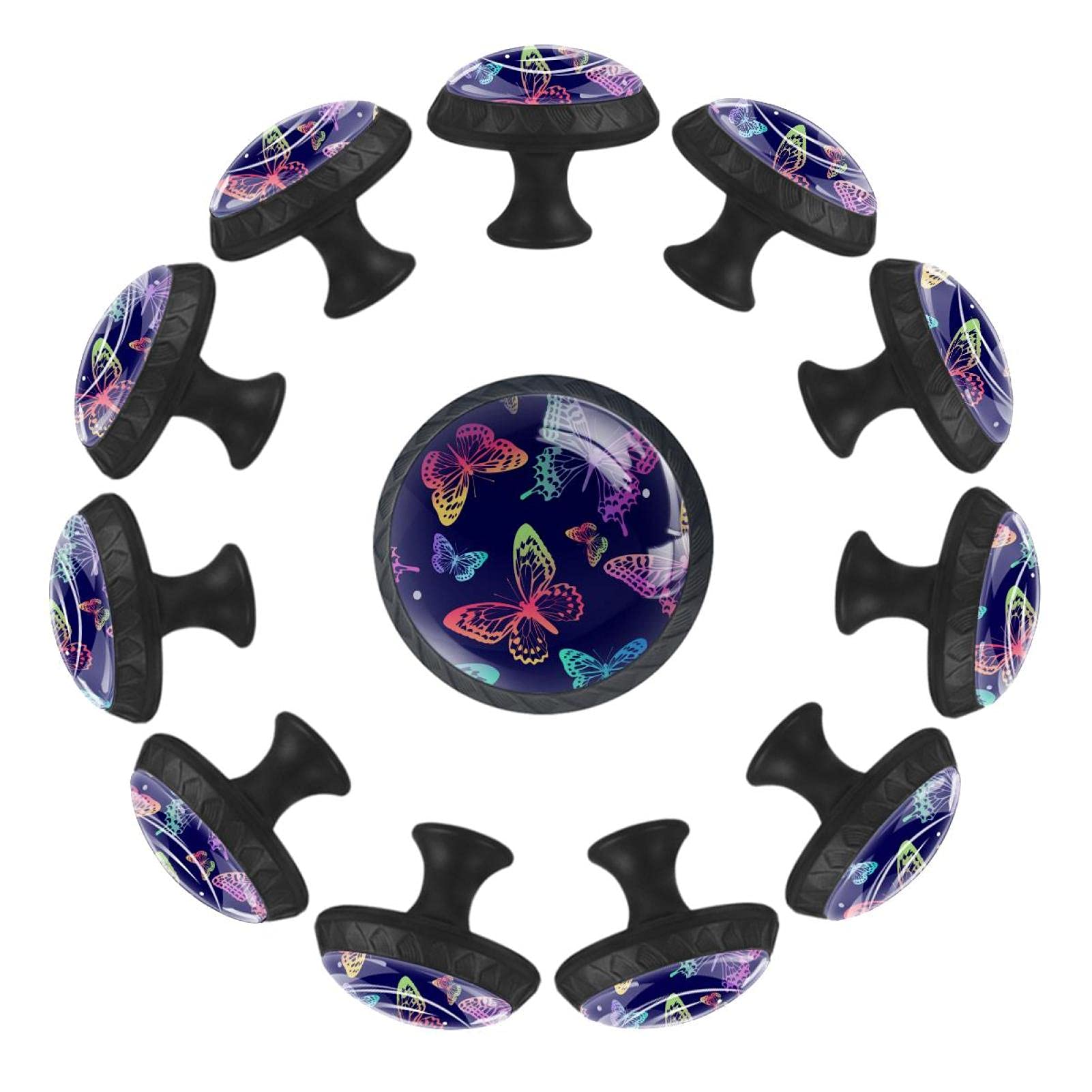Boutons de tiroir papillon arc-en-ciel 35mm lot de 12 pour commode enfant