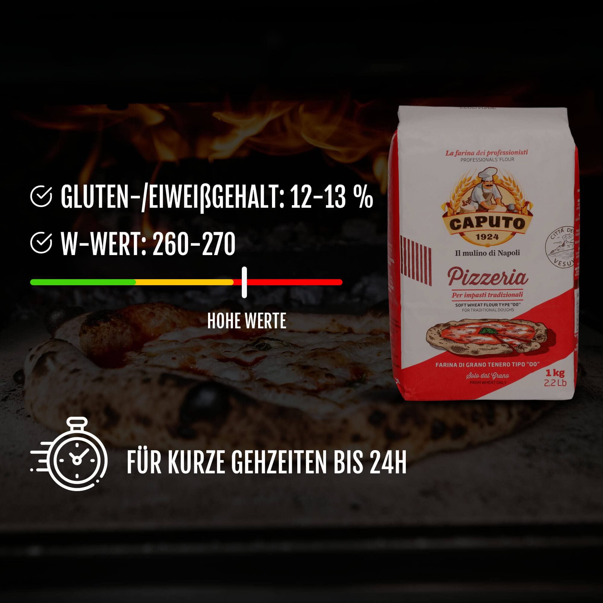 Caputo - DELICRET - 6x 1kg Mehl Pizzeria [Pizzamehl Typ 00] + 1x 100g Lievito Trockenhefe