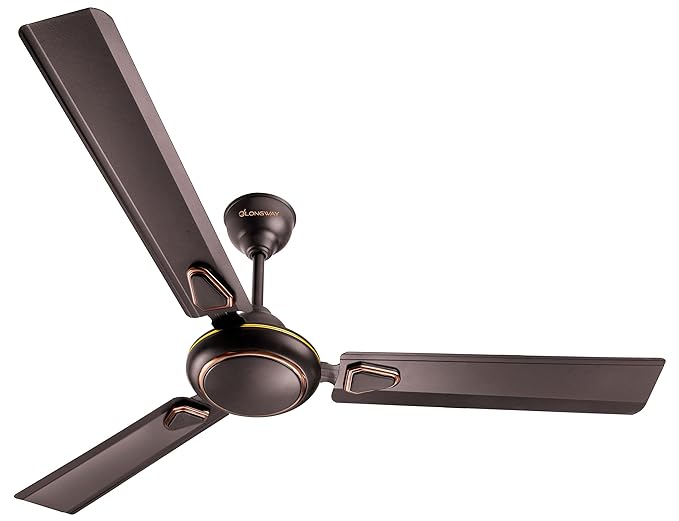 LONGWAY Kiger P1 1200 mm/48 inch Ultra High Speed 3 Blade Anti-Dust Decorative 5-Star Rated Ceiling Fan (Smoked Brown, Pack of 1) at Rs. 1129