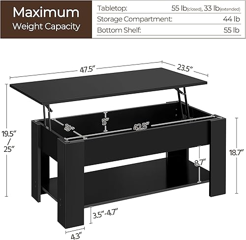 Miniatura 3 de Yaheetech - Mesa de centro con almacenamiento oculto