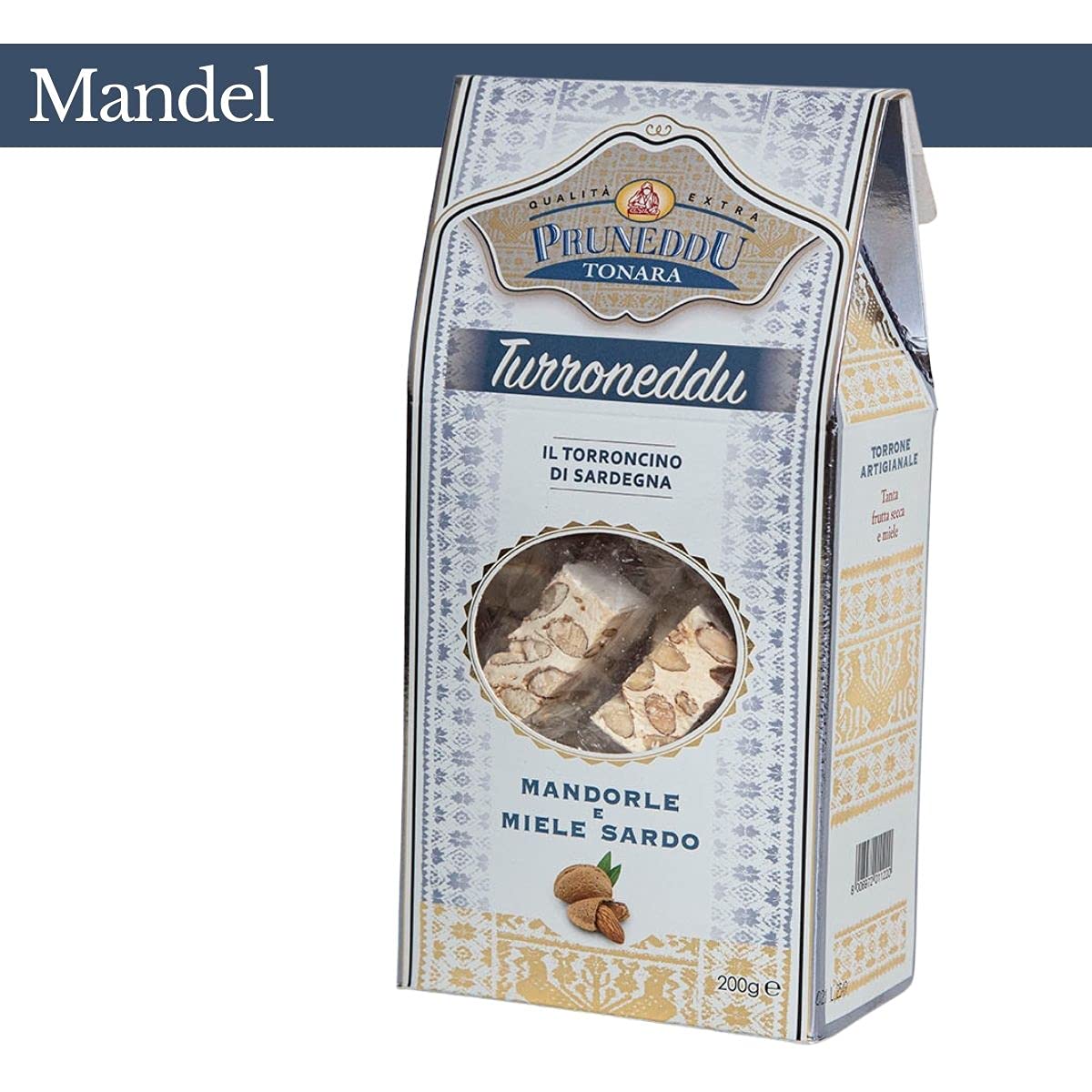 LA VELA Genusswelten Geschenk-Set "Torroncini aus Sardinien", 3 x Torrone Mandel - Haselnuss - Walnuss, handwerklich hergestellt im Familienbetrieb, weißer Nougat mit sardischem Honig