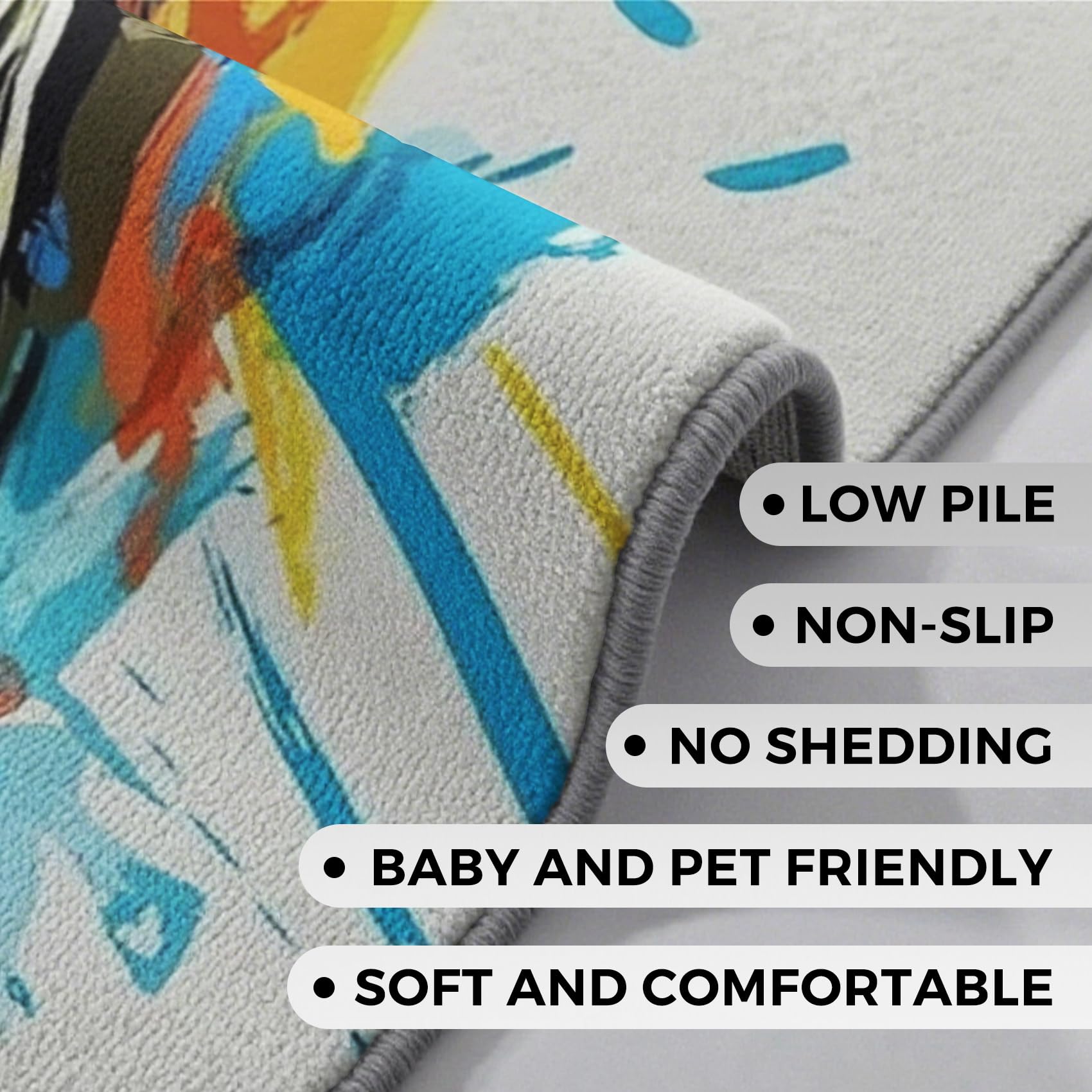 Générique Tapis Salon Football, Tapis Chambre Graffiti Coloré Foot, Doux Flanelle Poil Court 60x110 cm - Lavable Antidérapant Paillasson H-31