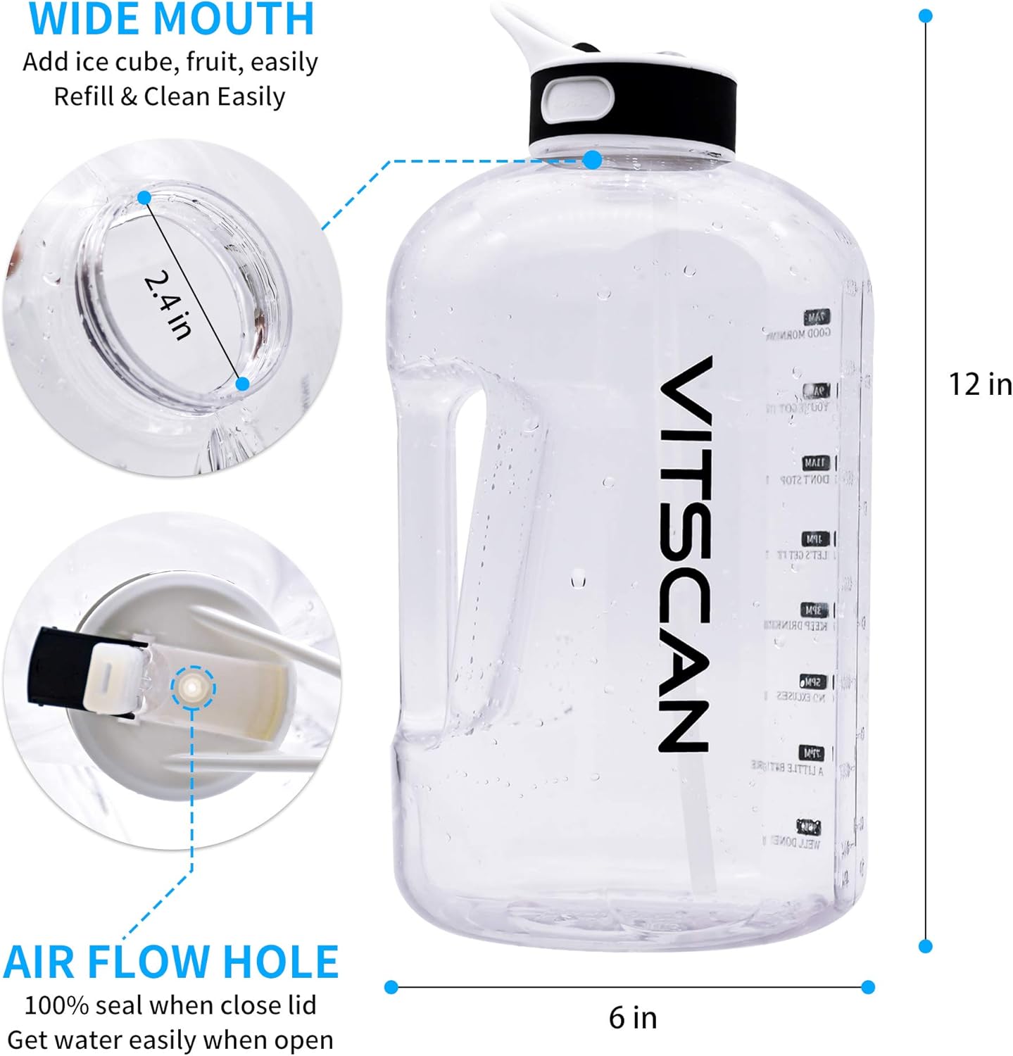 Buy 128OZ/1 Gallon Water Bottle with Straw Motivational Water Bottle