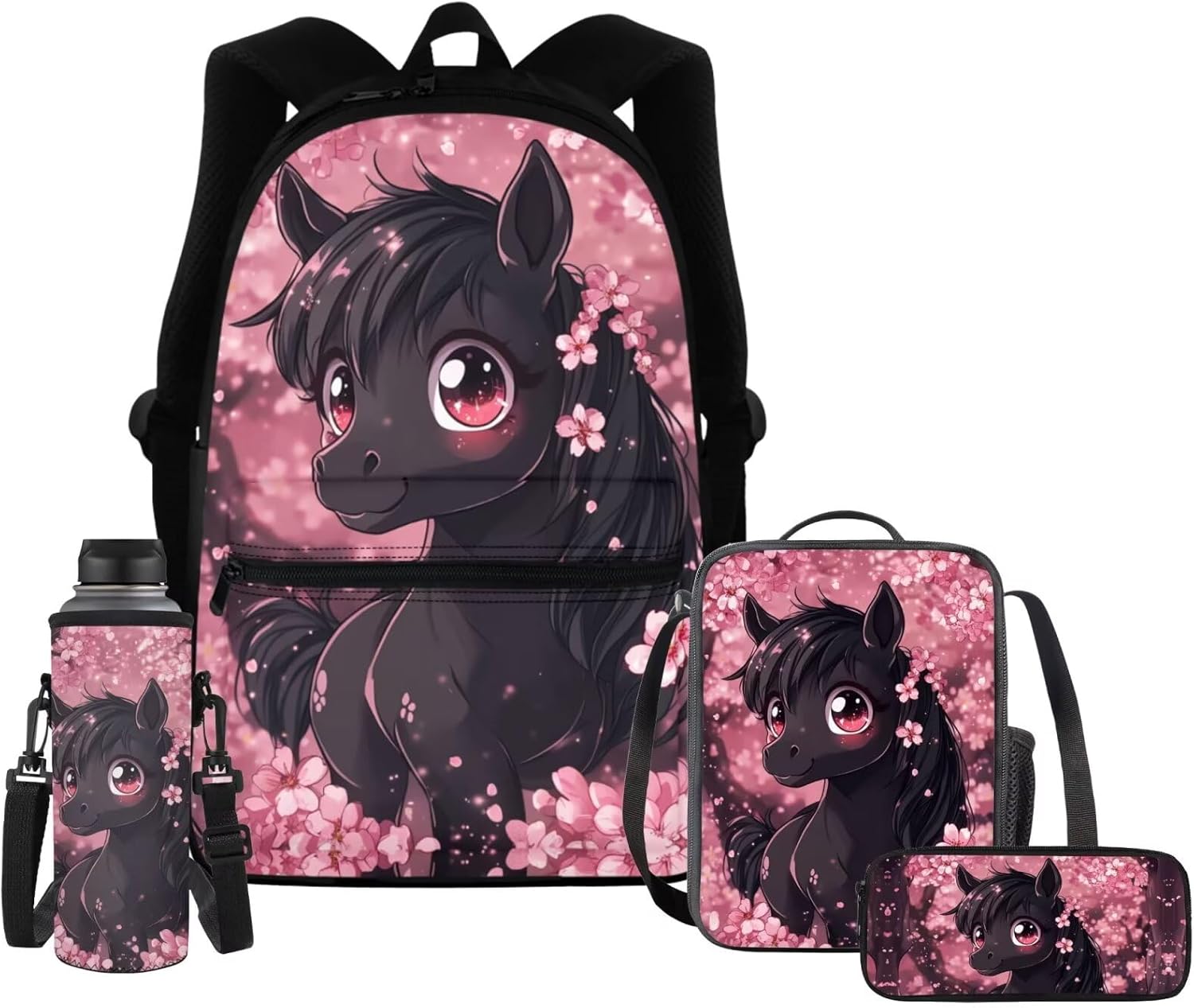 Upetstory Dog Paw Print Backpack for Girls Boys Kids School Bag Set with Lunch Box College Bookbag Elementary Kindergarten Preschool Middle School Backpacks Pencil Case Water Bottle Sleeve