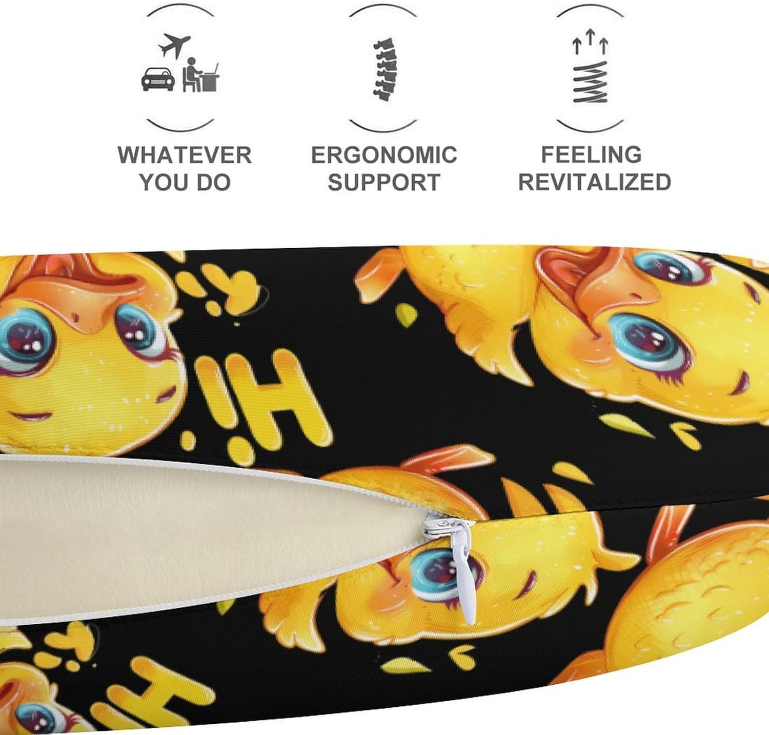Hi Yellow Duck Travel Pillow U Shape Neck Pillow Washable Pillowcase for Sleeping Chair