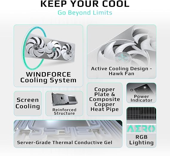 GIGABYTE GeForce RTX 5070 AERO OC 12G Graphics Card 12GB 192-bit GDDR7 PCIe 5.0 WINDFORCE Cooling System GV-N5070AERO OC-12GD Video Card Desktop Support
