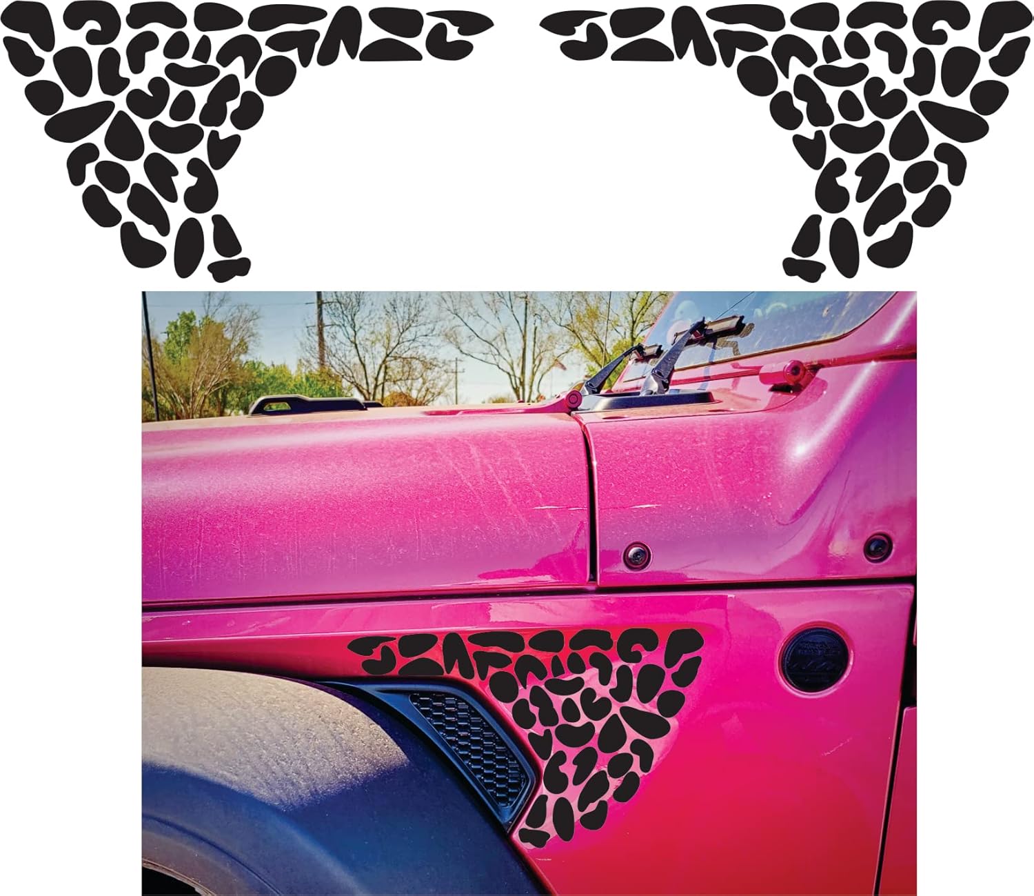 Side Fender Vent Leopard Cheetah Print Decal Compatible with 2018-2023 Jeep Wrangler JL & 2020-2023 Jeep Gladiator JT Made in The US Matte Black (Leopard Print)