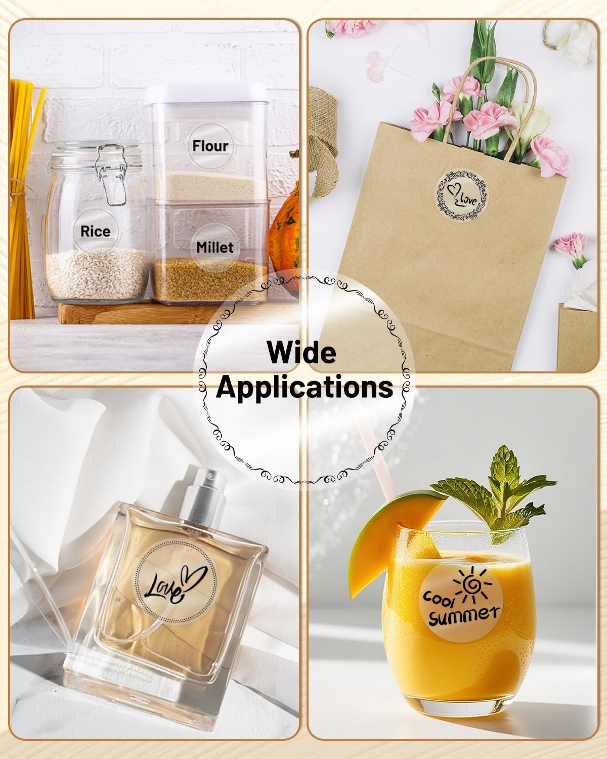 Phomemo Transparent Thermal Labels for M110/M220/M100/M120/M250 Label Maker,1.96"x1.96"(50x50mm),140 Labels/Roll, Multi-Purpose Self-Adhesive Original Stickers for Barcode/Logo/Business/Home Tag - Image 4