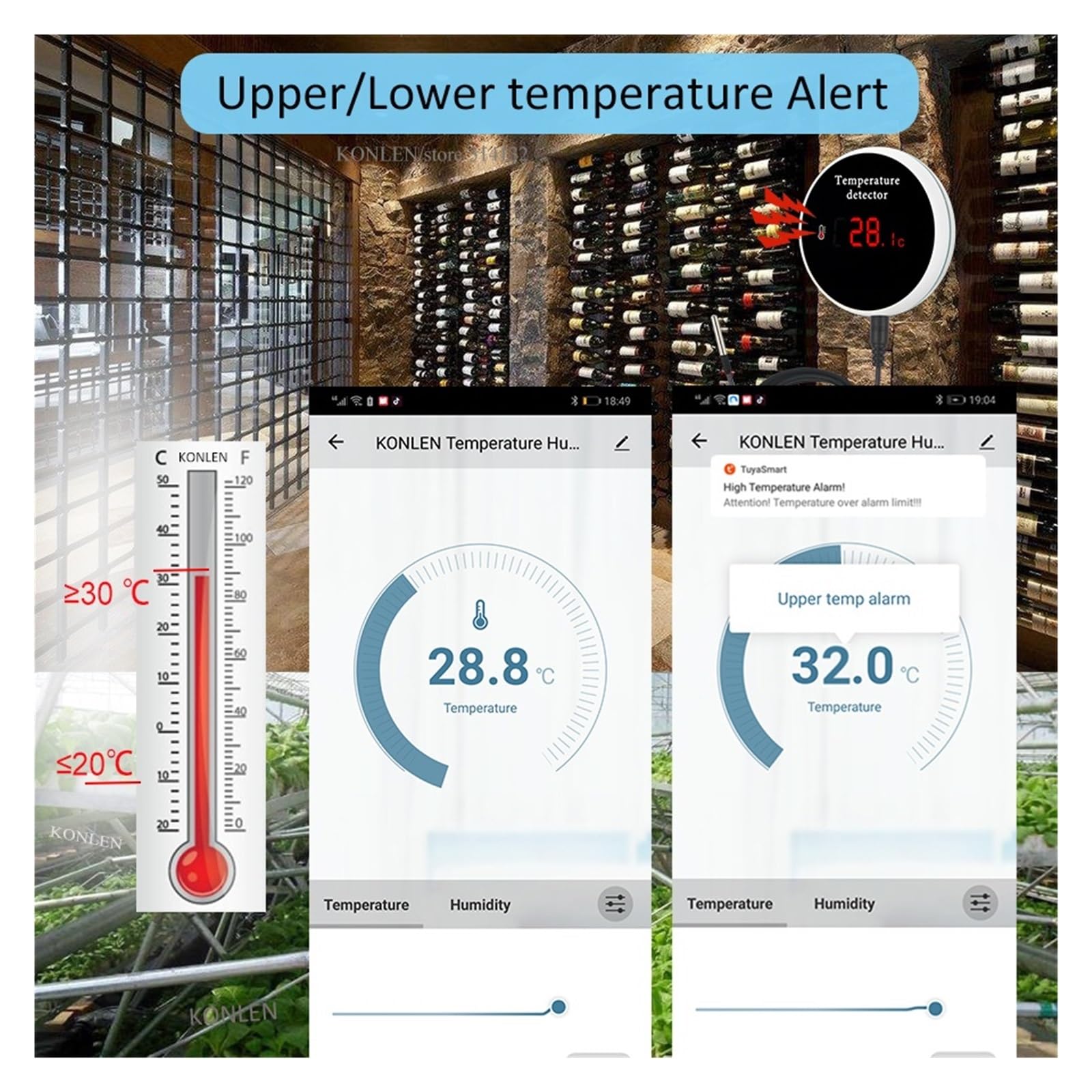 Czujnik Temperatury 300cm Sonda Przewodowa Cyfrowy Termometr Smartlife Inteligentny Dom Termostat Basenowy Zdalny Alarm Dokładny Pomiar