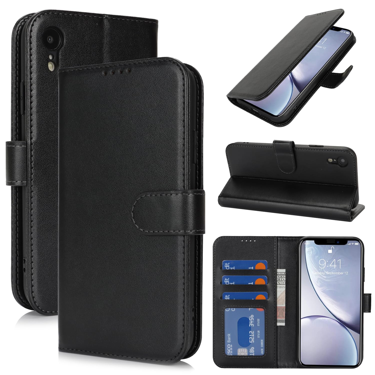 SunYoo for iPhone Xr Case Wallet with Card Holder,for iPhone Xr Wallet Case for Women Men,PU Leather Shockproof Magnetic Buckle Stand Flip Phone