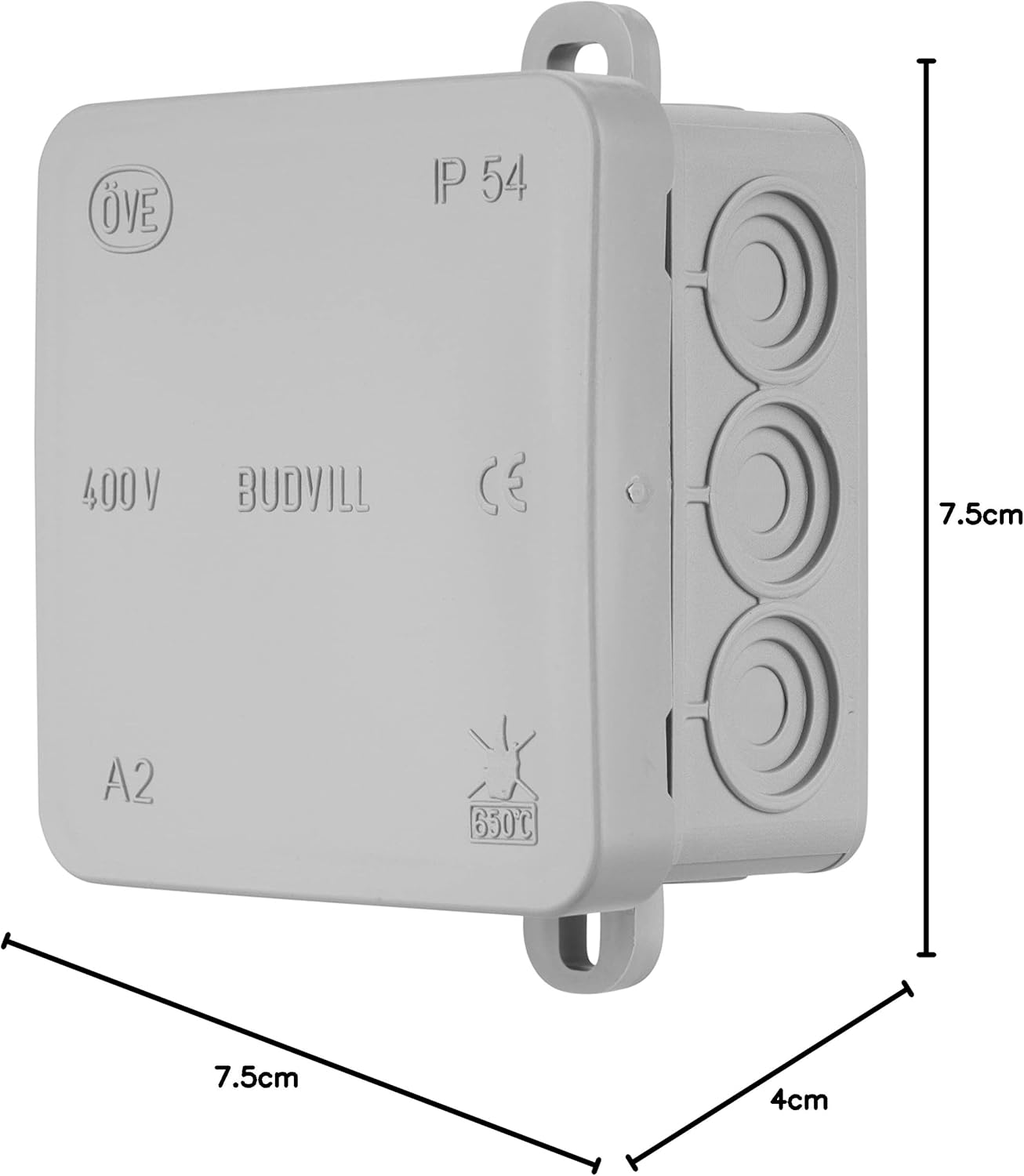 REV 0518429777 Junction Box 75 x 75 x 40 mm IP54 Pack of 10 Grey