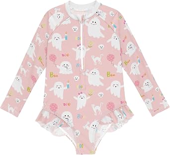 Baby Girl Bathing Suit Long Sleeve UPF 50+ One Piece Toddler Swimsuit