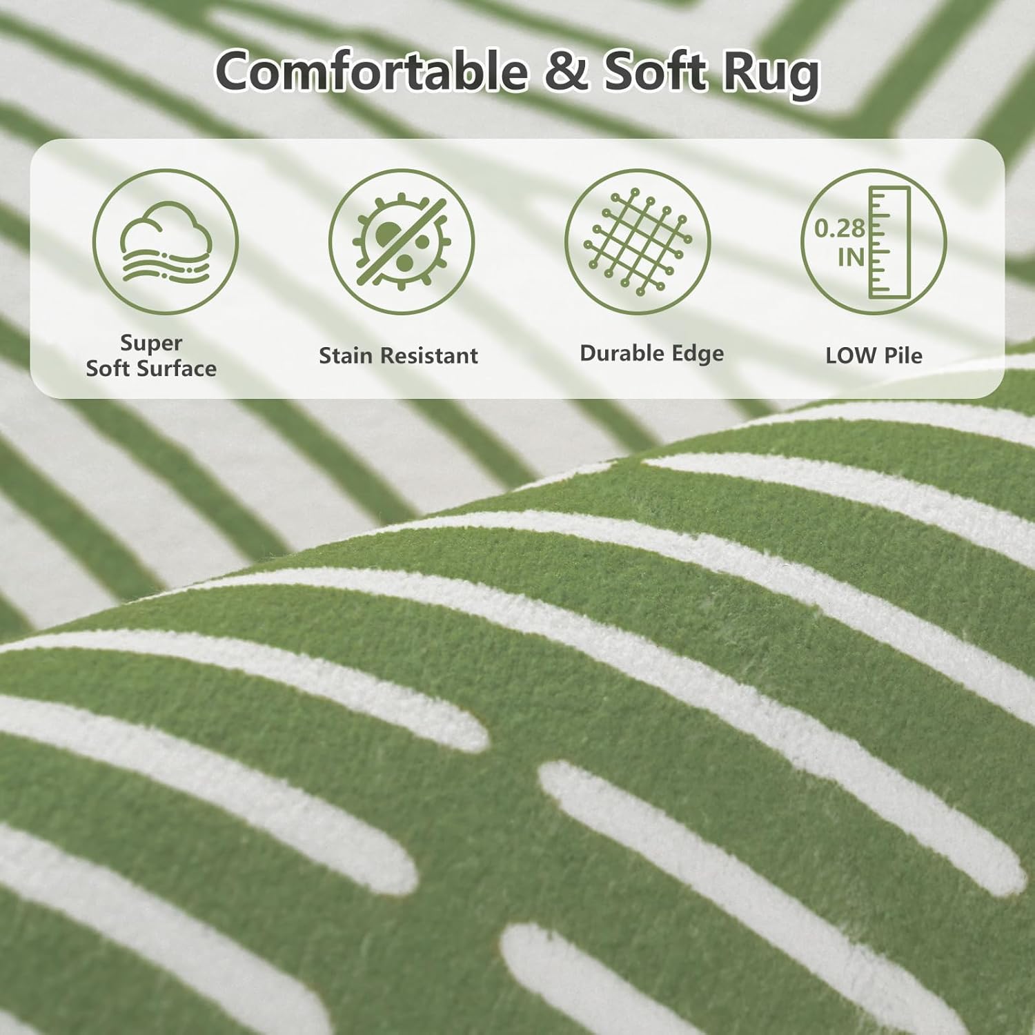 Asrug Green Area Rug 3x5 Feet - Modern Abstract Green Rug Non-Slip, Living Room Bedroom Kitchen Carpet, Machine Washable 3'x5', Easy Clean Soft Indoor Floor Decor for Office Bathroom