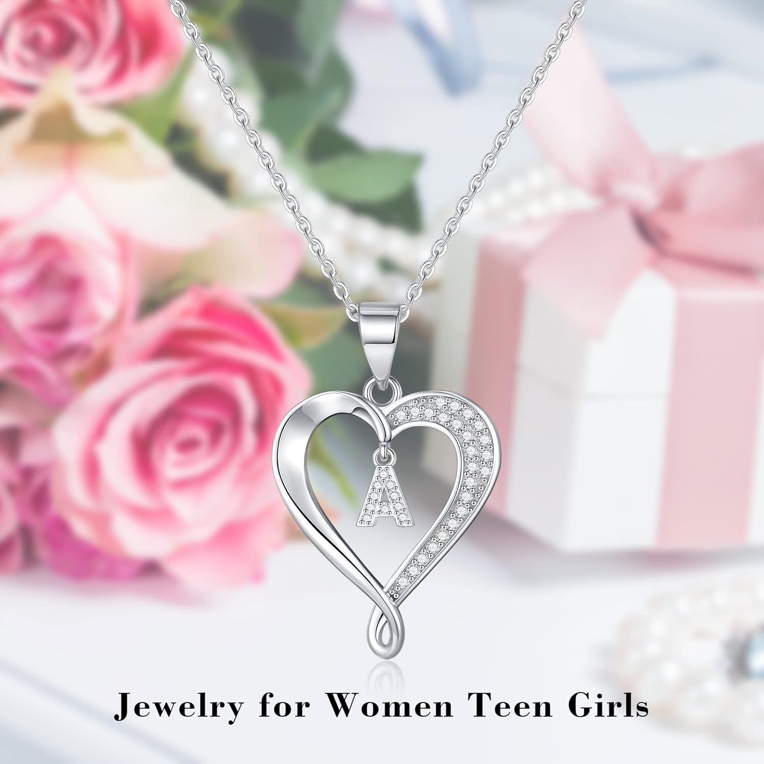 Infinity Heart Necklaces for Women, S925 Sterling Silver Initial Necklace Womens Jewelry Mothers Day Gifts Girls Valentines Gifts for Her Christmas Birthday Gifts for Women Mom Wife Girlfriend - Image 4
