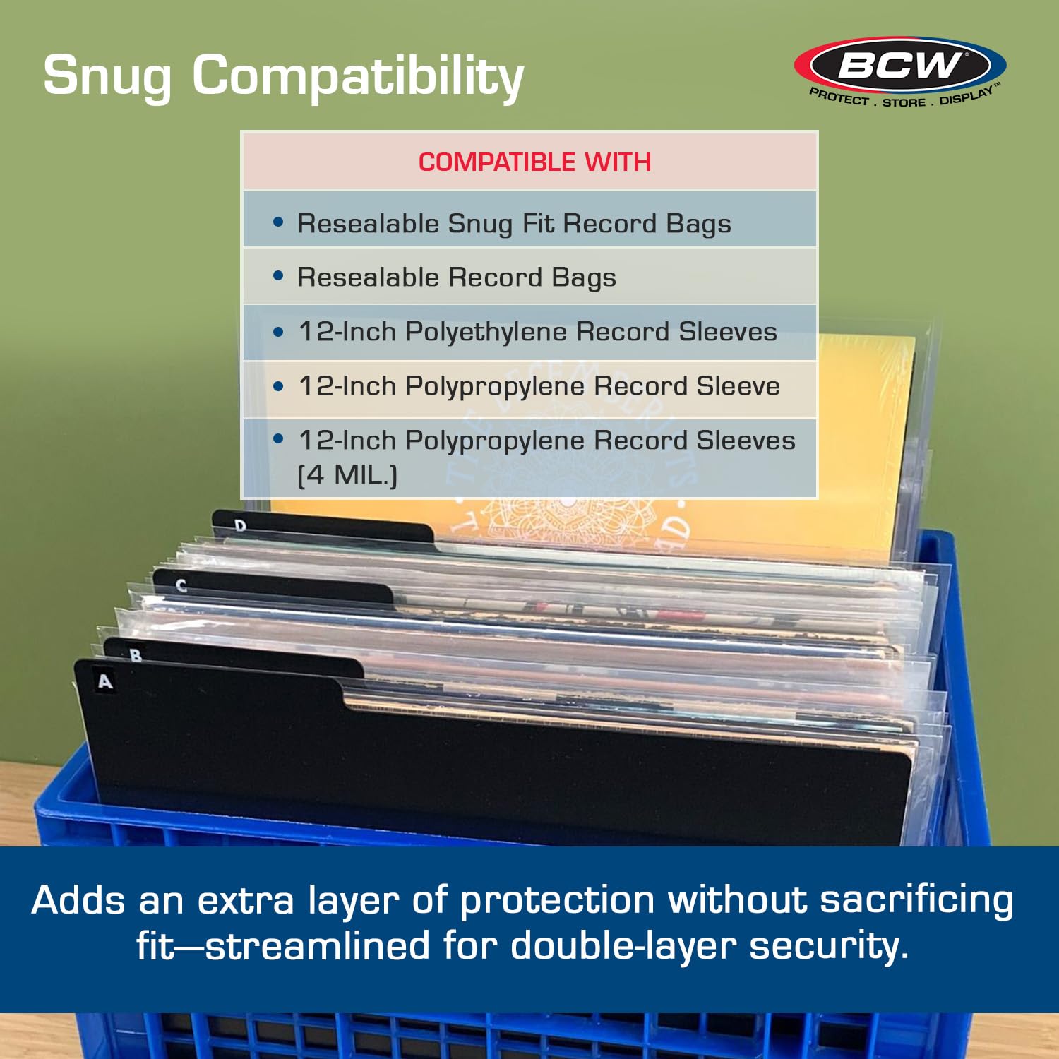 BCW Supporto per dischi in vinile da 30,5 cm, confezione da 5, spessore 11 mm, protezione per album in PVC rigido, compatibile con custodie e borse, soluzione essenziale per conservare e esporre album