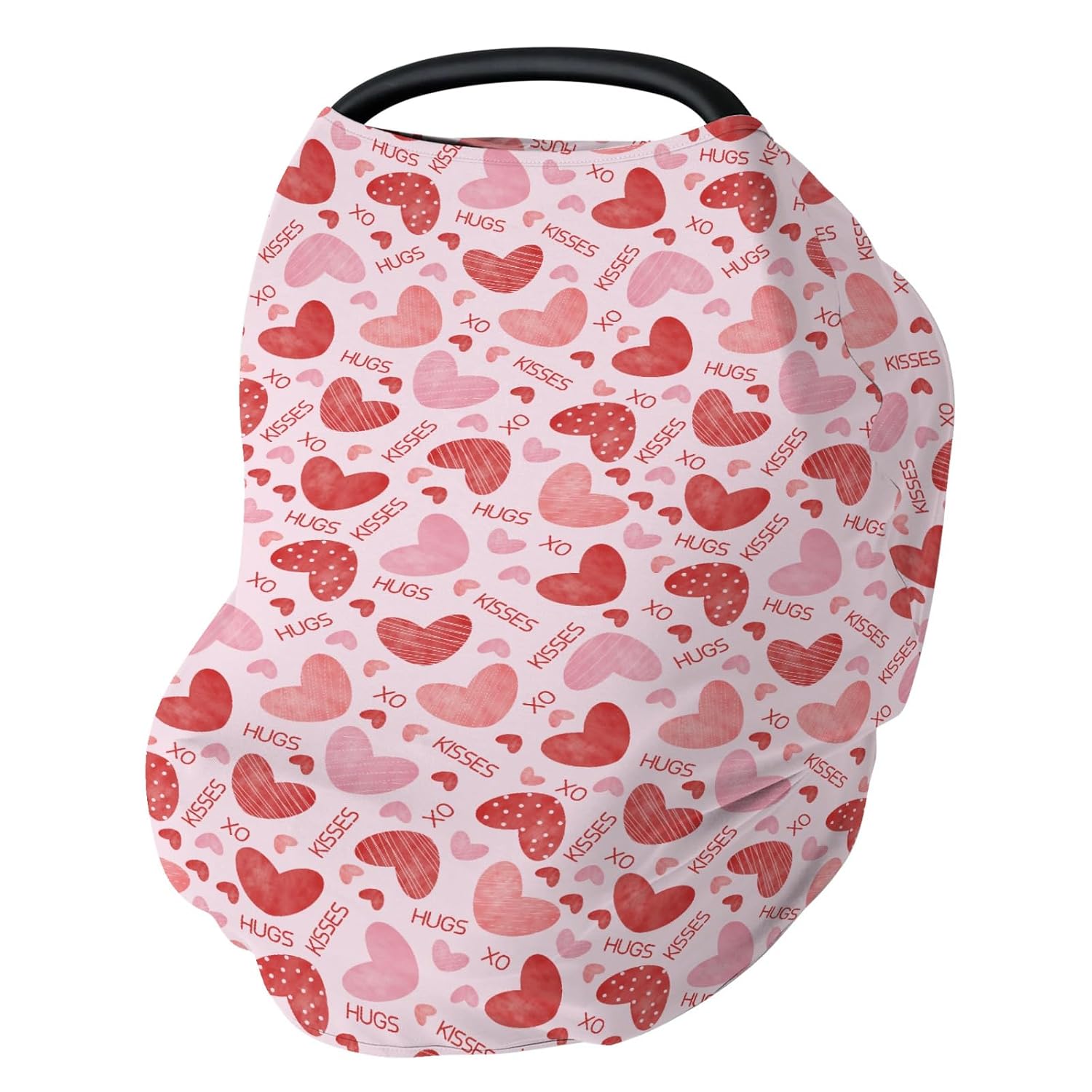 Purple Love Car Seat Cover for Babies Vintage Hearts Stretchy 5-in-1 Cover Adjustable Car Canopy Breastfeeding Cover Baby's First Valentine's Day Breathable Nursing Cover-Up