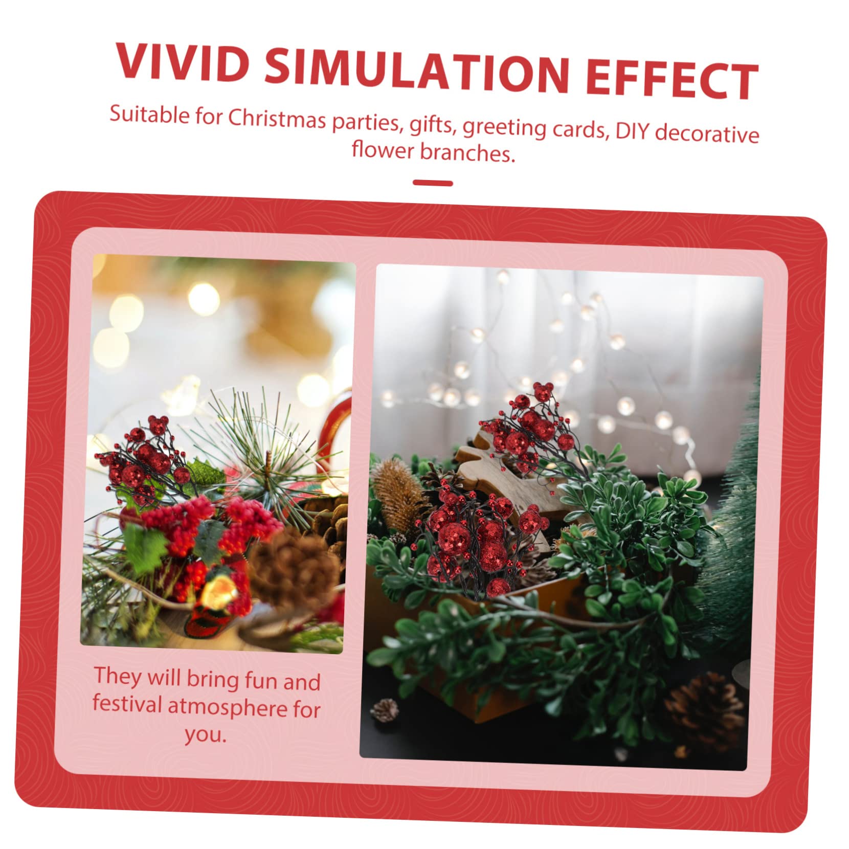 Abaodam 30piezas Ramas Artificiales De Rojas para Decoración Navideña De Accesorios para y Adornos De Árbol para Fiestas y Decoración De Hogar