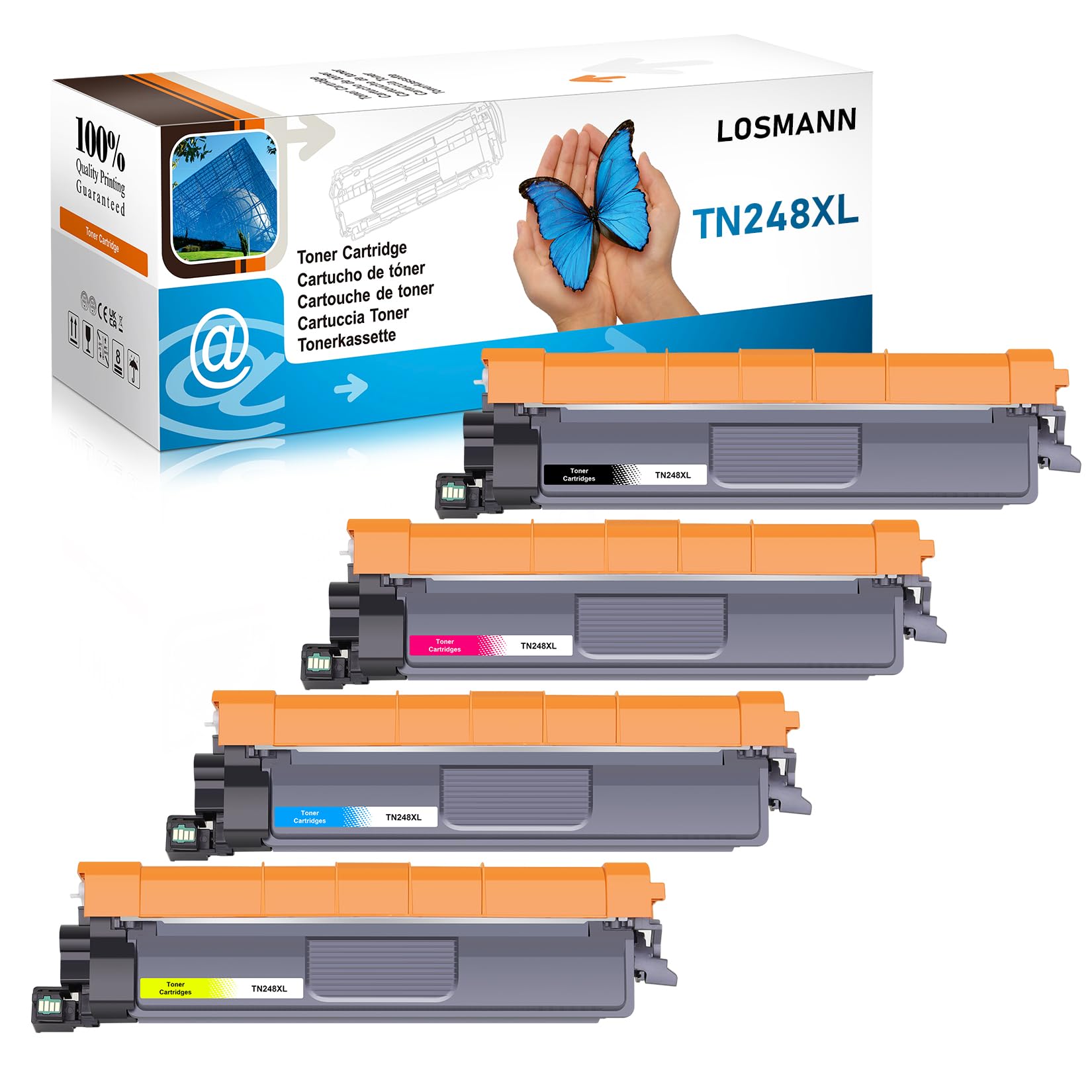 LOSMANN TN248XL Toner Compatible with Brother TN-248BK TN-248C TN-248M TN-248Y for Brother DCP-L3515CDW MFC-L3760CDW HL-L3215CW DCP-L3520CDW DCP-L3560CDW MFC-L8390CDW MFC-L37400CDW CDW HL-L3 220CW