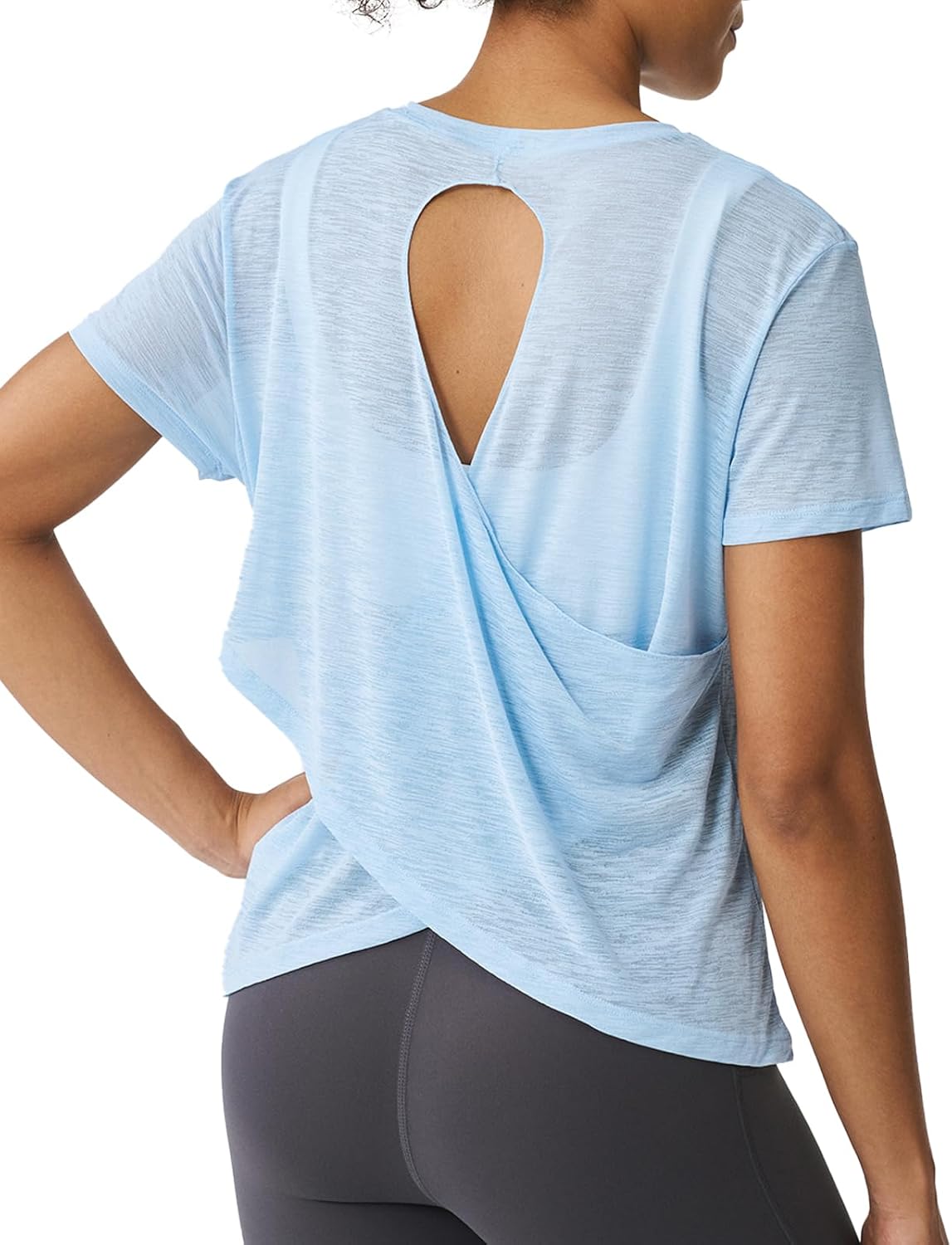 K-Swiss Women's Open Back Workout Tops - Sheer Lightweight Yoga Athletic Gym Cover Up Loose Fit Shirt