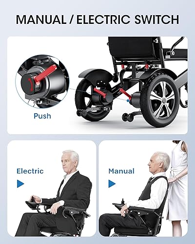 Miniatura 6 de Silla de ruedas eléctrica, ligera, plegable, portátil, todo terreno, silla de ruedas motorizada, segura, cómoda y diseñada para durar, capacidad de