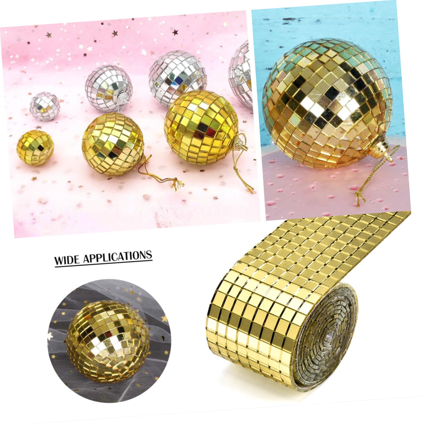 Mattonelle Adesive per Mosaico Specchio in Fibra di Vetro 10 Metri 5X5 MM Riflessi Luminosi Sorprendenti per Decorazione Pareti Ufficio e Hotel