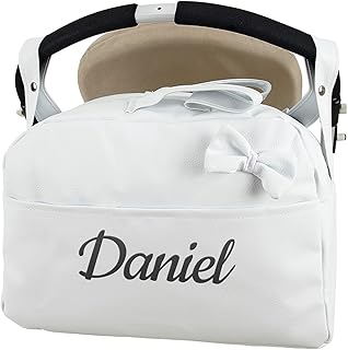 Danielstore Bolso Carro Bebe Personalizado Acolchado con Nombre Bordado. Color Blanco roto