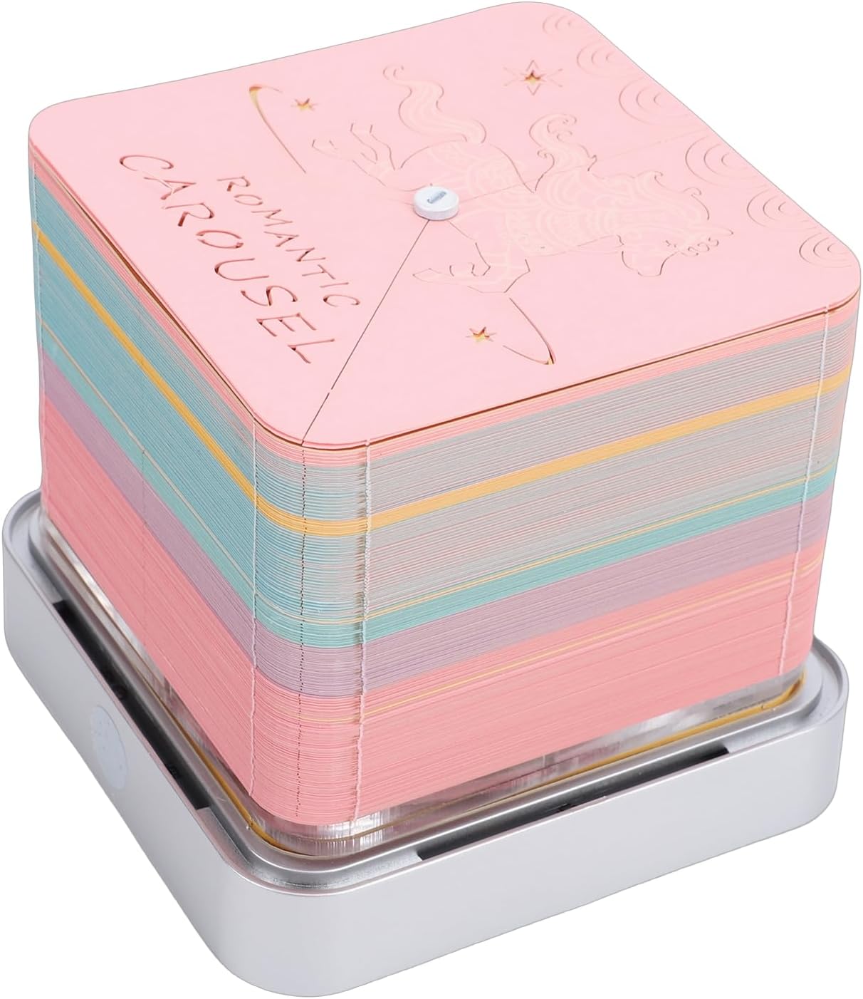 3D Art Calendar Memo Pad 2026, Creative Time Piece Calendar Carousel with LED Lights, Tear Away Paper Carving Notepad for Office Home Decor Gift