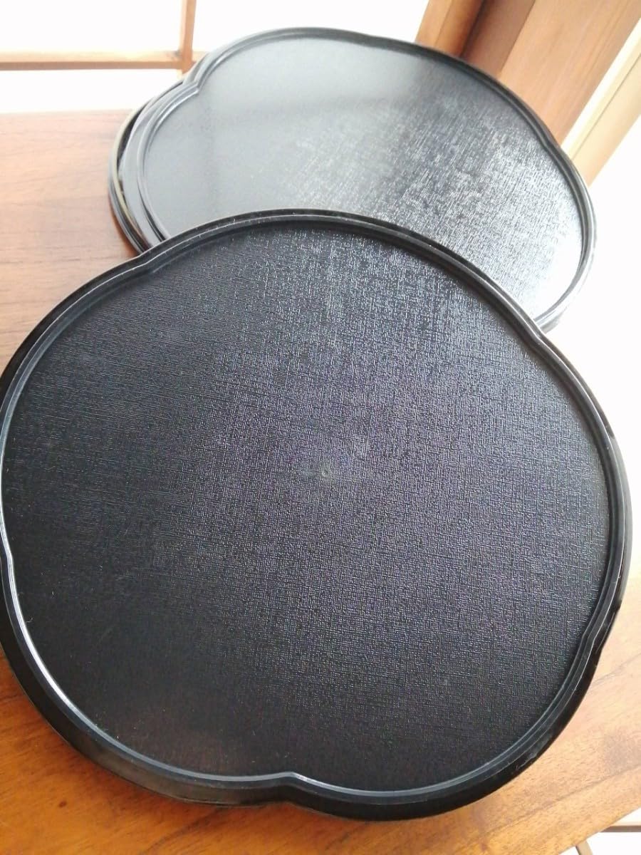 Amazon.co.jp: お盆トレー5枚セット梅盆木目調ヴィンテージ漆器風花形