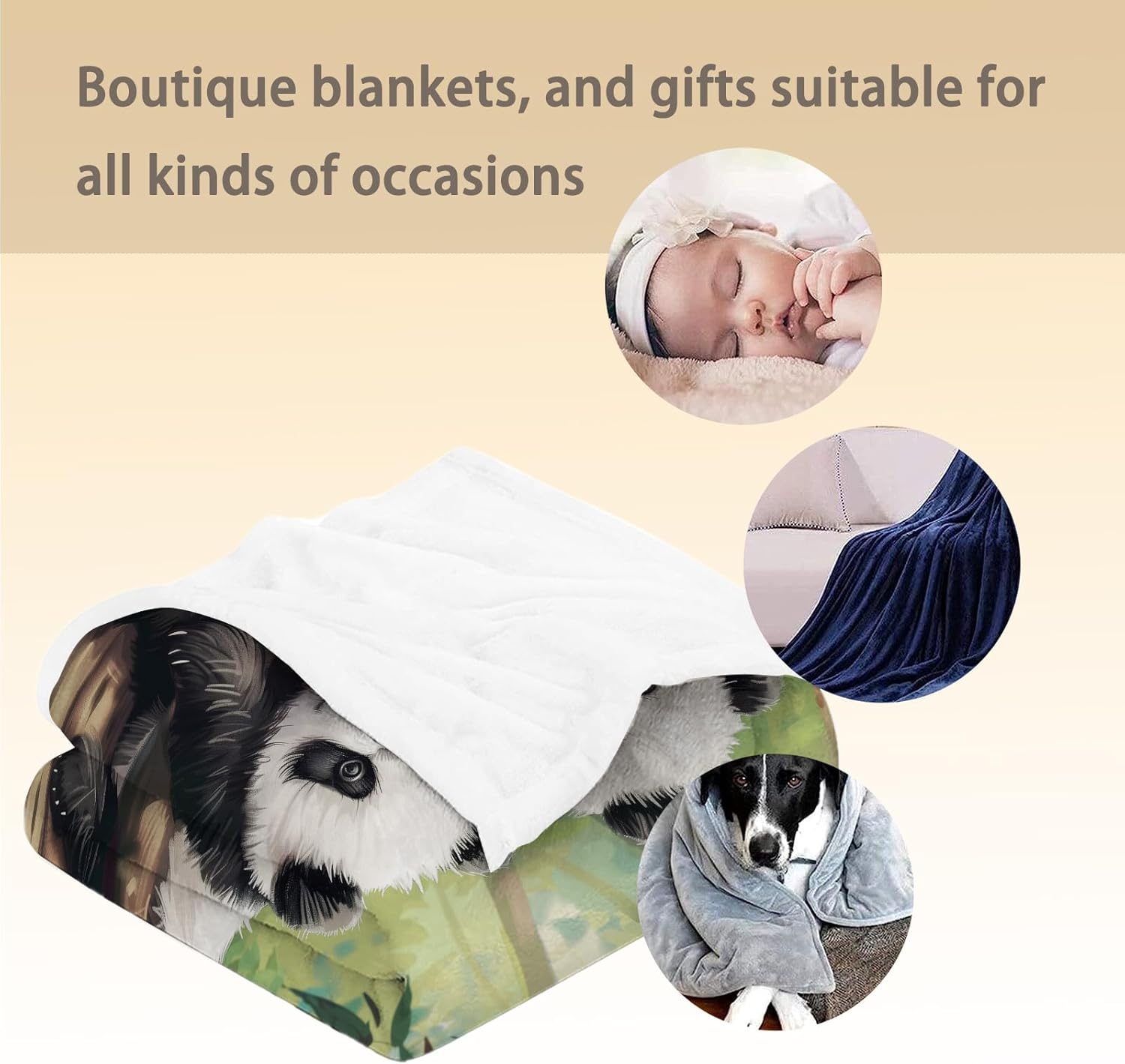Cute Panda Blanket - Soft Cozy Lightweight Flannel Throw Blanket for Couch, Bed, Travel, Outdoor & Home Decor, Warm Fuzzy Blankets for Adults Kids Women Boys Girls 50×60 in - Image 5