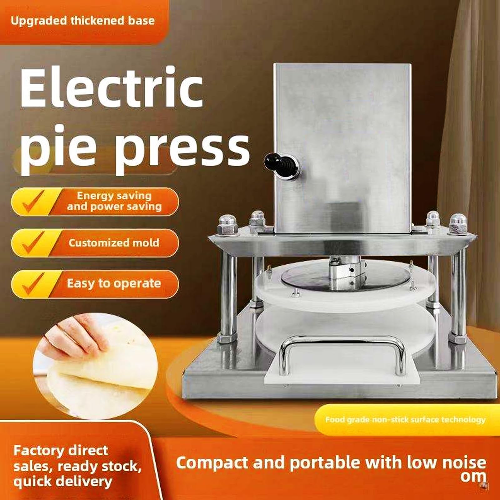 Máquina eléctrica de prensa de repostería para panadería y uso doméstico, laminadora de masa de acero inoxidable para pizza, croissants y pastelería