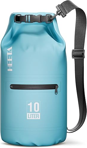 HEETA Bolsa seca impermeable con bolsillo frontal con cremallera para mujeres y hombres, 5L10L20L30L40L, bolsa de almacenamiento en seco ligera para