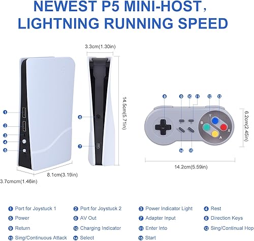 Miniatura 4 de Consola de juegos retro inalámbrica clásica, sistemas de juegos de la vieja escuela con entrada AV, videojuegos Plug & Play con 620 mini juegos