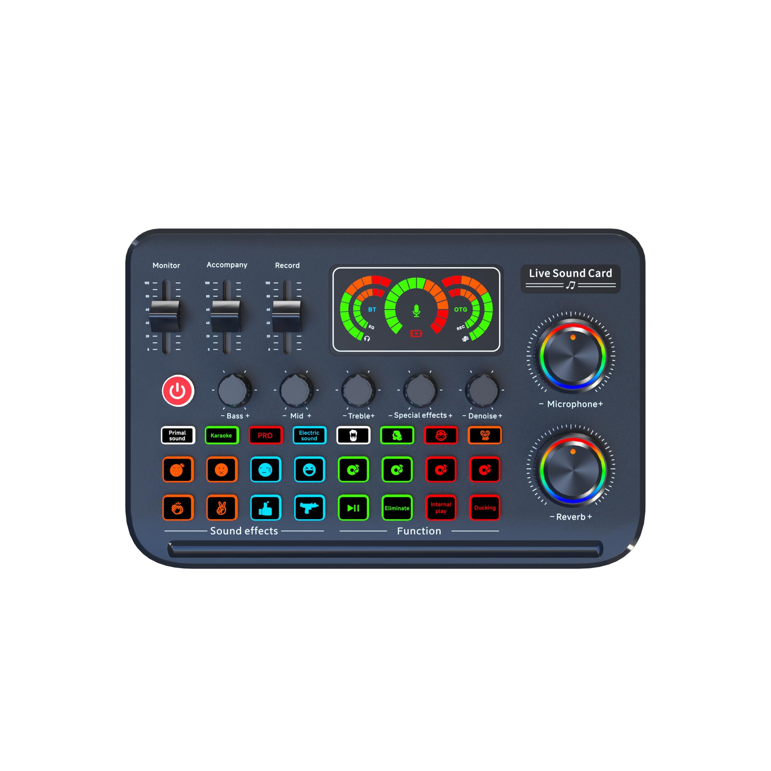 Mixer audio, Scheda audio dal vivo Streaming live Studio Mixer di registrazione Controller DJ Compatibile con Bluetooth