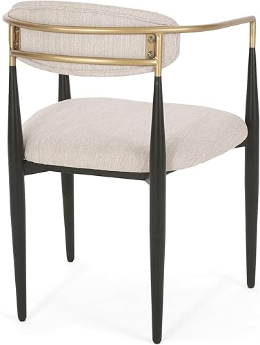 Miniatura 8 de Christopher Knight Home Elmore Silla de comedor, 22.75 pulgadas de ancho x 21.75 pulgadas de profundidad x 31.5 pulgadas de alto, beige + negro +