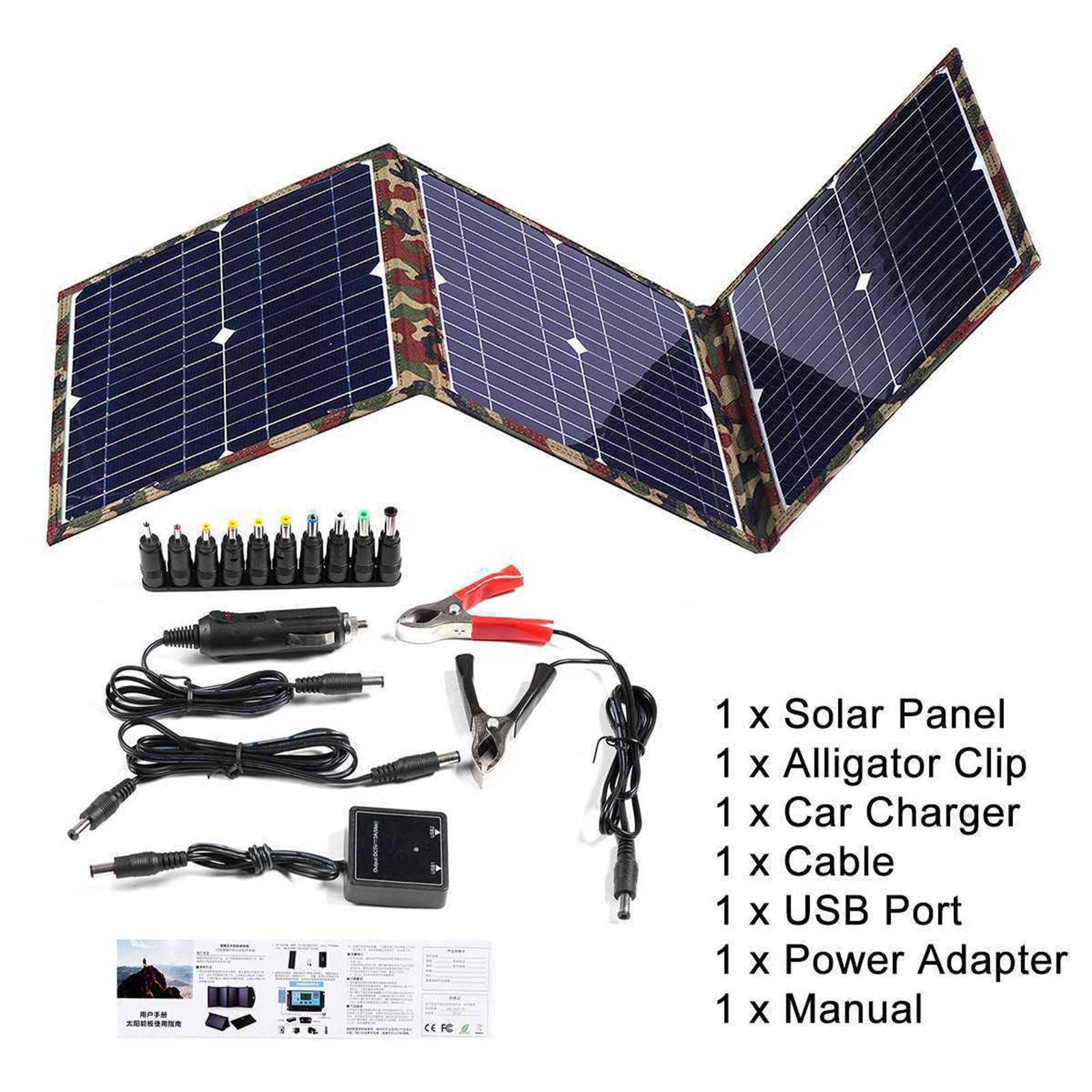 Pannello solare pieghevole, caricatore solare portatile da 18 V con doppie porte di uscita 5V/2A per uso esterno