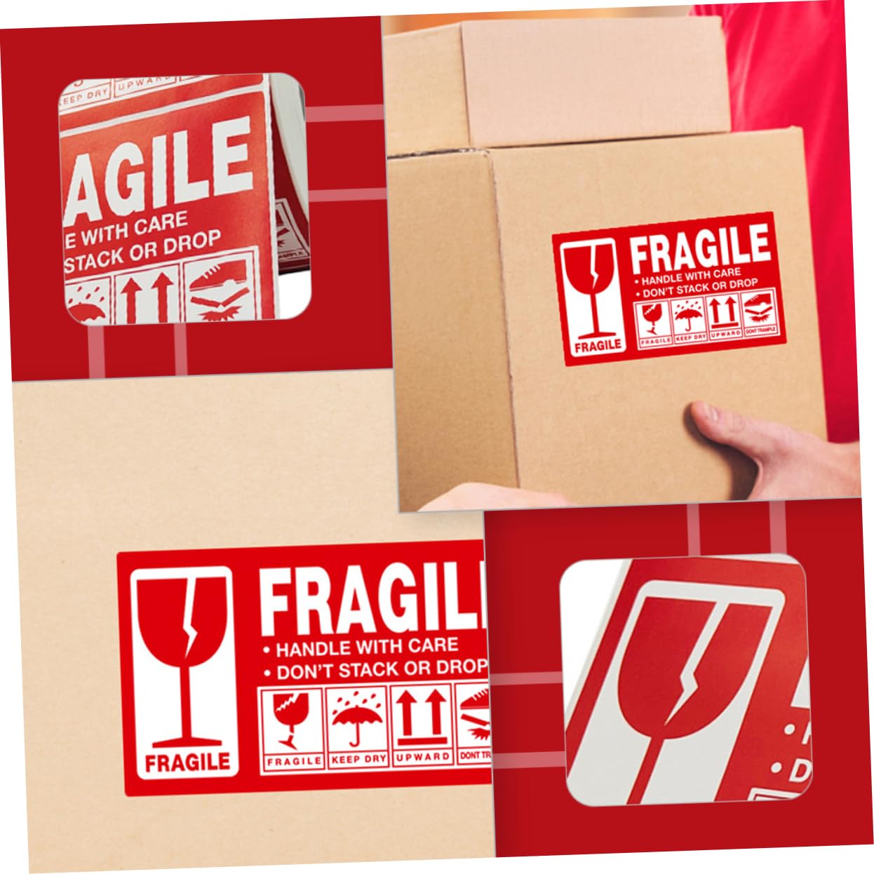 ERINGOGO Professional Shipping Fragile Stickers 1 Roll Handle Care Labels Moving Wrapping Adhesive Warning Stickers