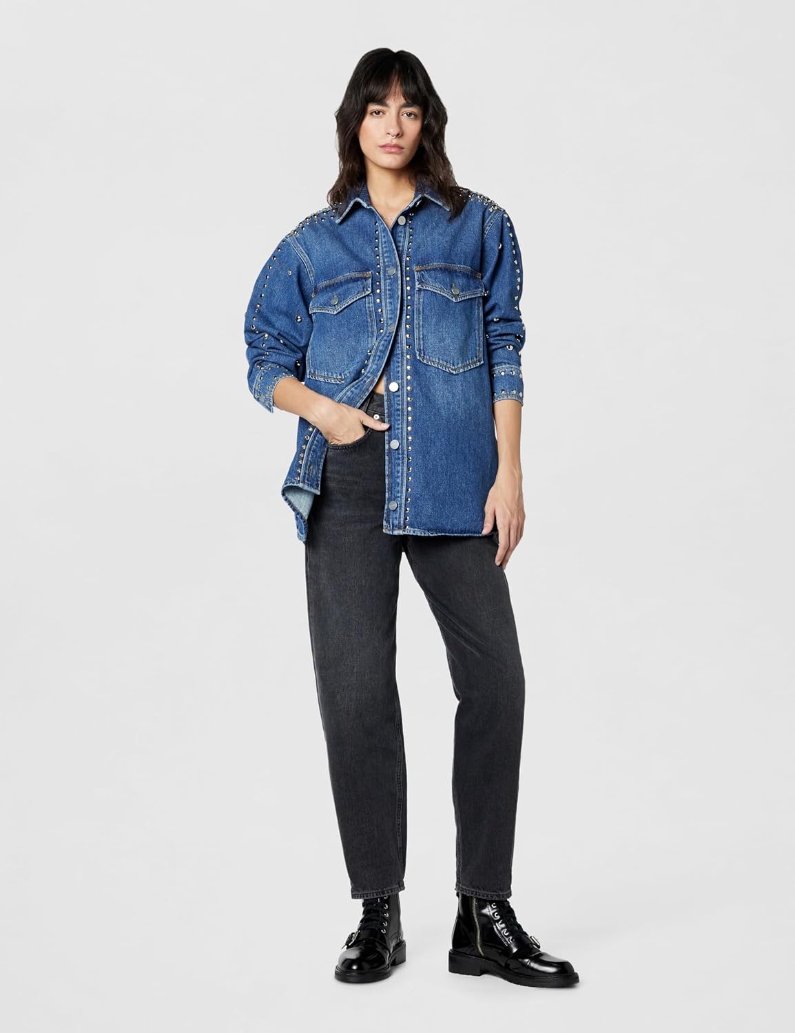 AllSaints womens Alba Stud Shirt - Image 6