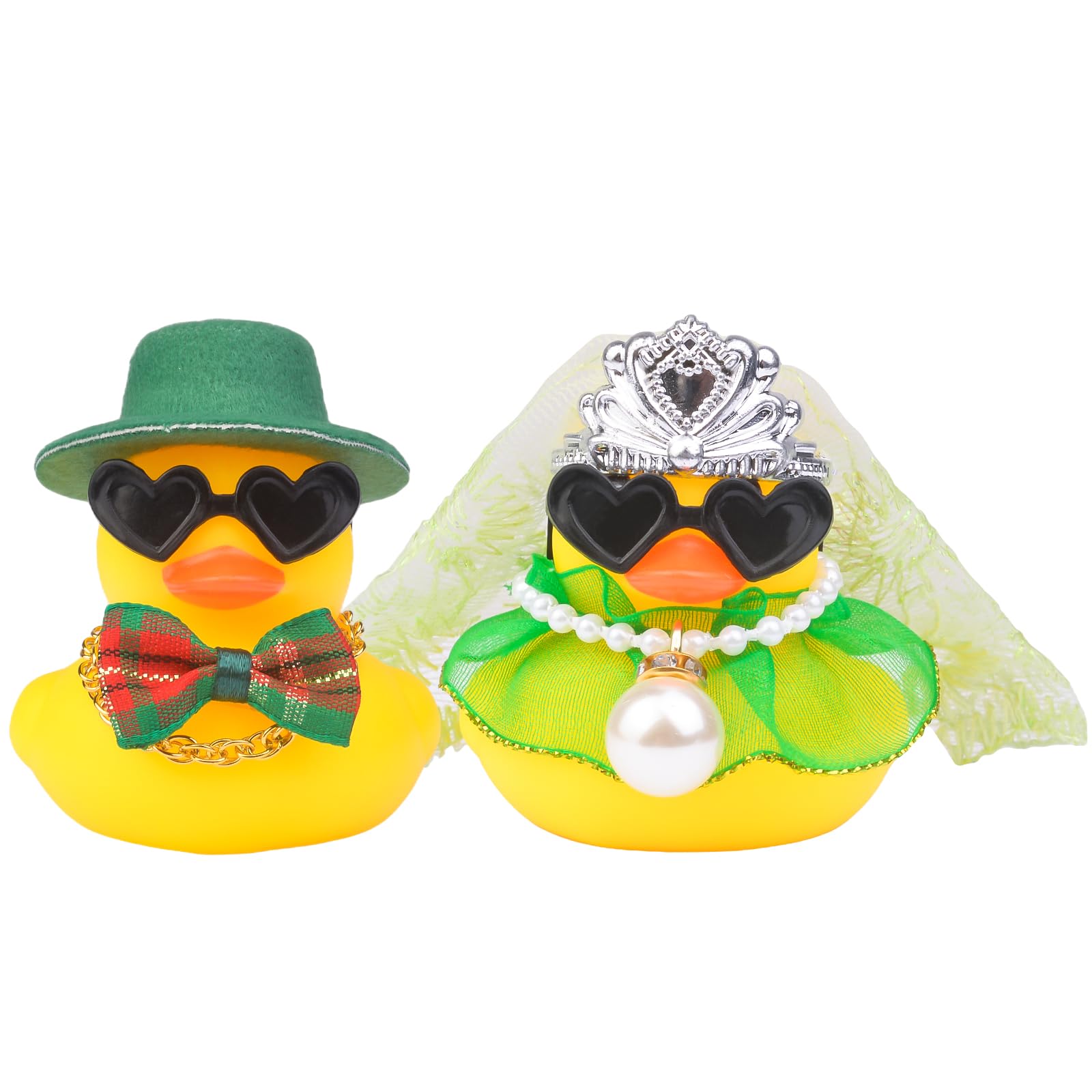 Mwmoeen 2 Stück Braut und Bräutigam Gummi Enten für Hochzeitsgünsten, Party-Gunsten, Hochzeitsdekoration, Hochzeit Segen Kuchen Jubiläumsgeschenk mit weißem Schleier