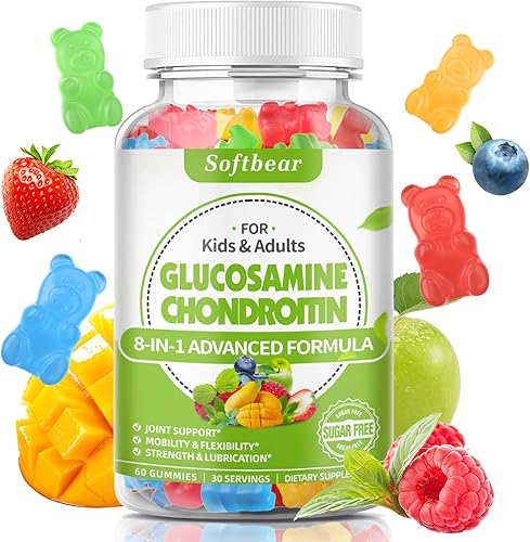 Miniatura 8 de softbear Gomitas de glucosamina condroitina, glucosamina condroitina MSM sin azúcar con suplemento de cúrcuma de saúco antioxidante para