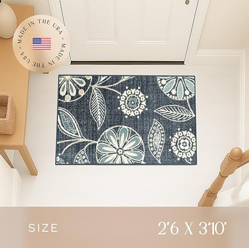 Miniatura 3 de Alfombras de cocina Maples Rugs Reggie, antideslizante, tapete de acento o área con diseño floral (fabricado en Estados Unidos), 2 pies 6 pulgadas x