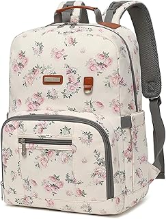 Diaper Bag Backpack, Large Baby Nappy Bags with Portable Changing Pad for Boys and GirlsMultifunction Travel Baby Bag for Moms Dads, Shower Gifts Waterproof and Stylish，Flower Beige
