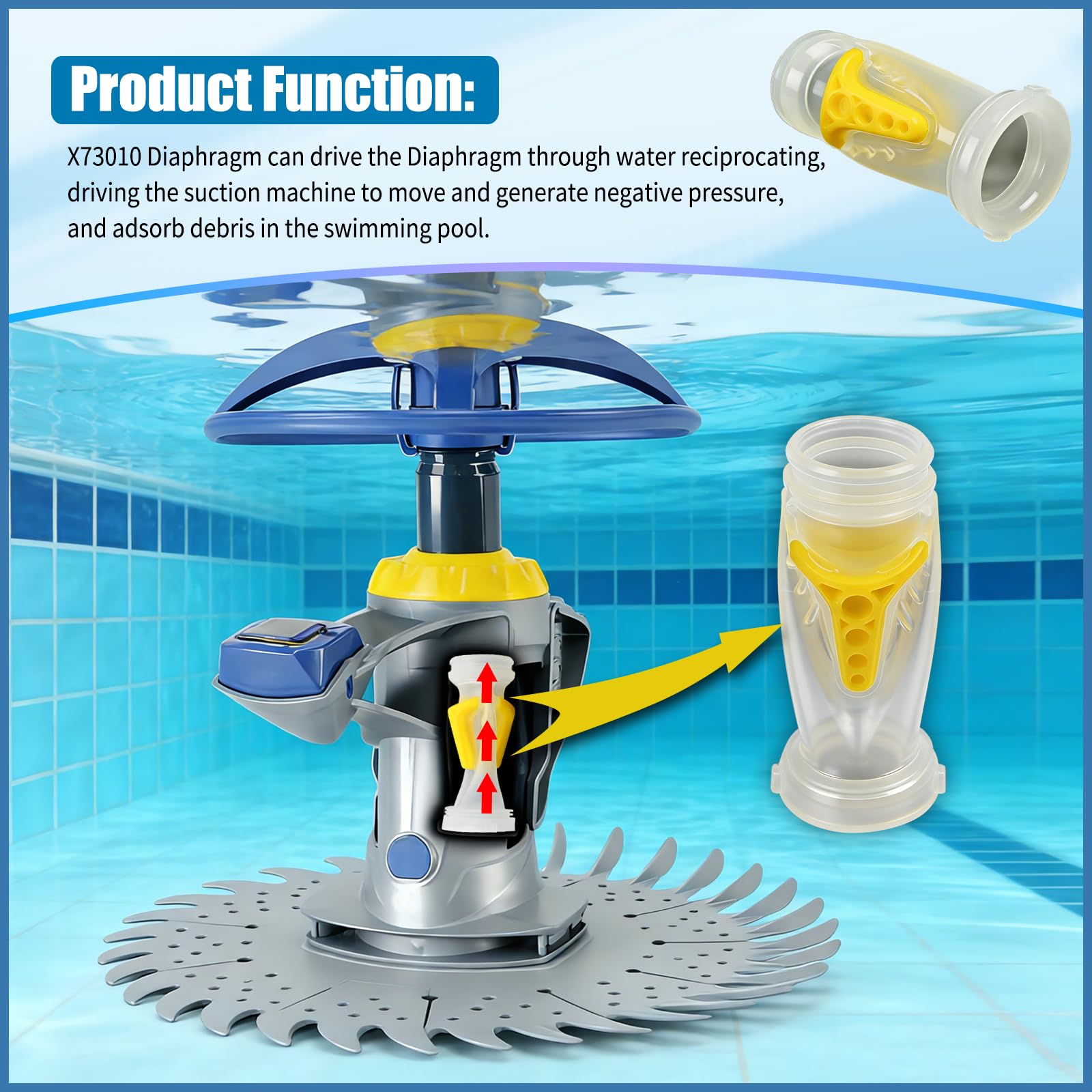 Confezione da 4 diaframma X73010 compatibili con Zodiac Baracuda X7 Quattro, T5 Duo Pool Cleaner, ricambio per diaframma Dura Life
