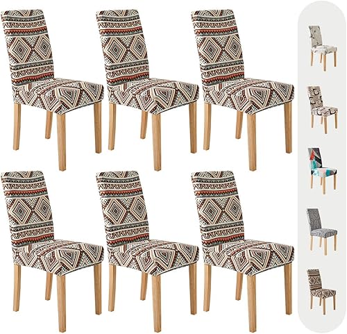 Vista 15 de Secgo - Juego de 4 fundas para sillas de comedor, funda elástica para silla de comedor, fundas lavables de elastano para sillas de cocina Parsons